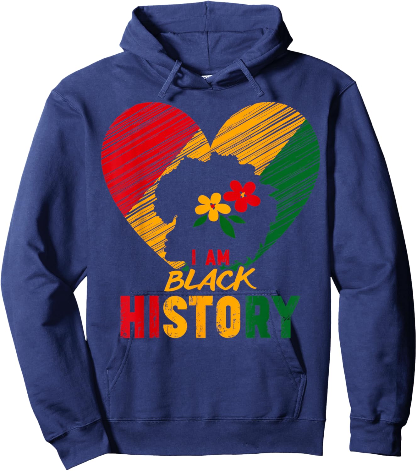 Black History Month African Pride Heart Love Melanin Women Hoodie - Hoodie | Navy