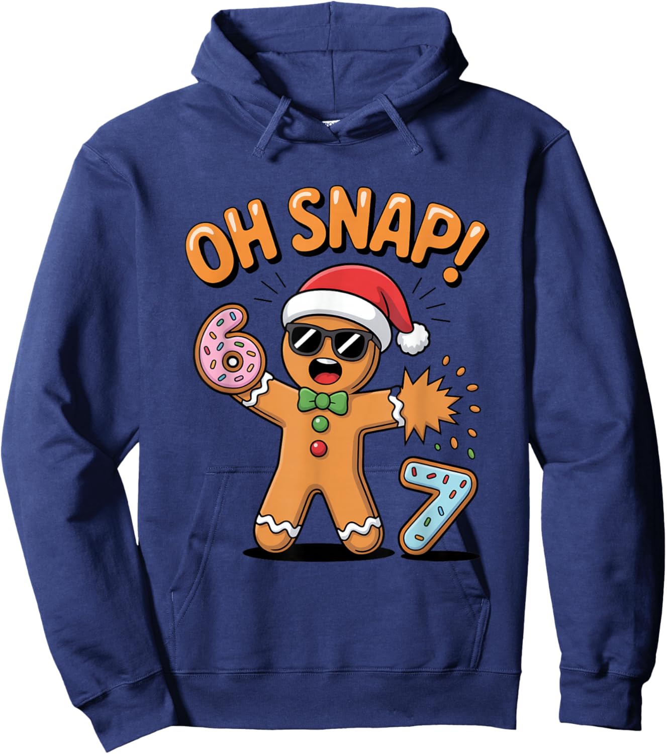 Funny Oh Snap 67 Six Seven Meme Gingerbread Man Hoodie - Hoodie | Navy