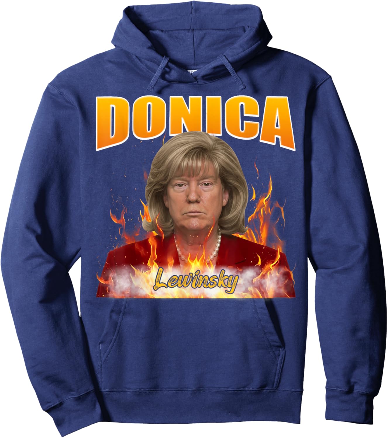Funny Meme Donica Lewinsky Shirt Satirical Portrait Parody Hoodie - Hoodie | Navy