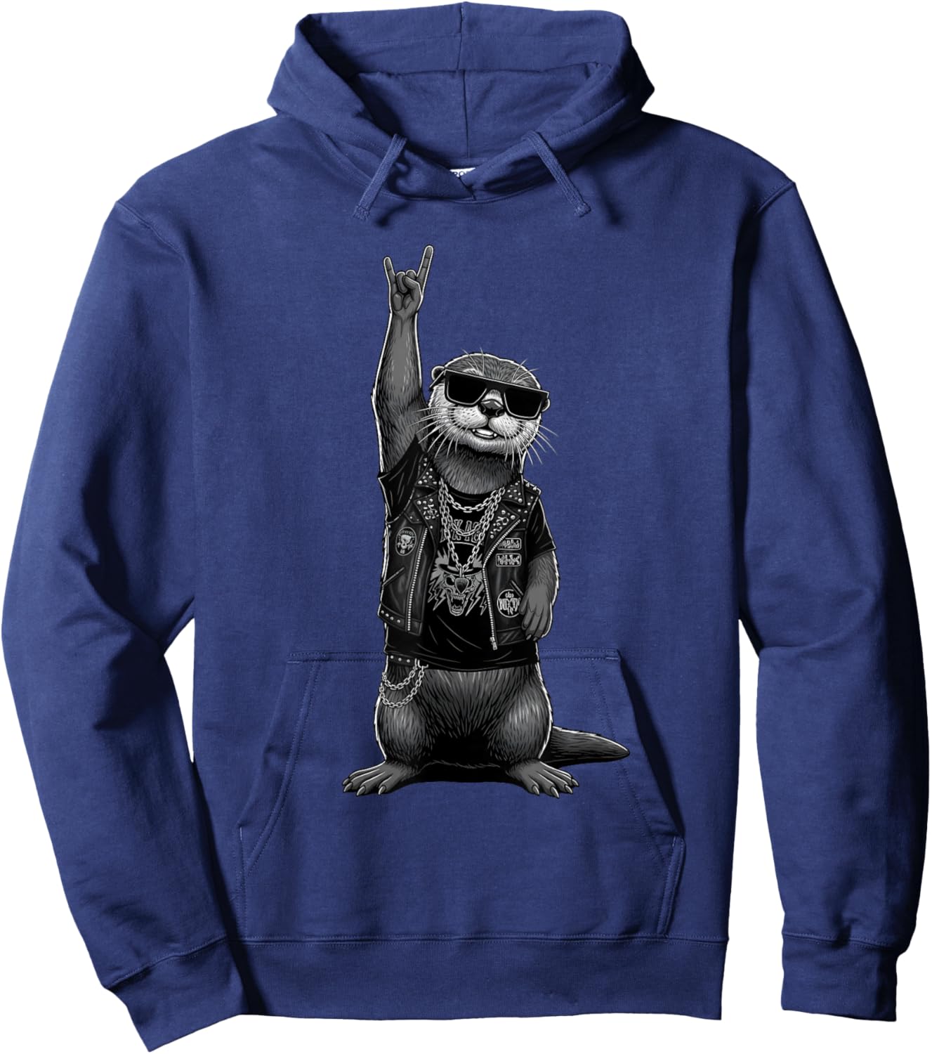 Retro Cool Rock Otter Music Men Kids Women Funny Hoodie - Hoodie | Navy