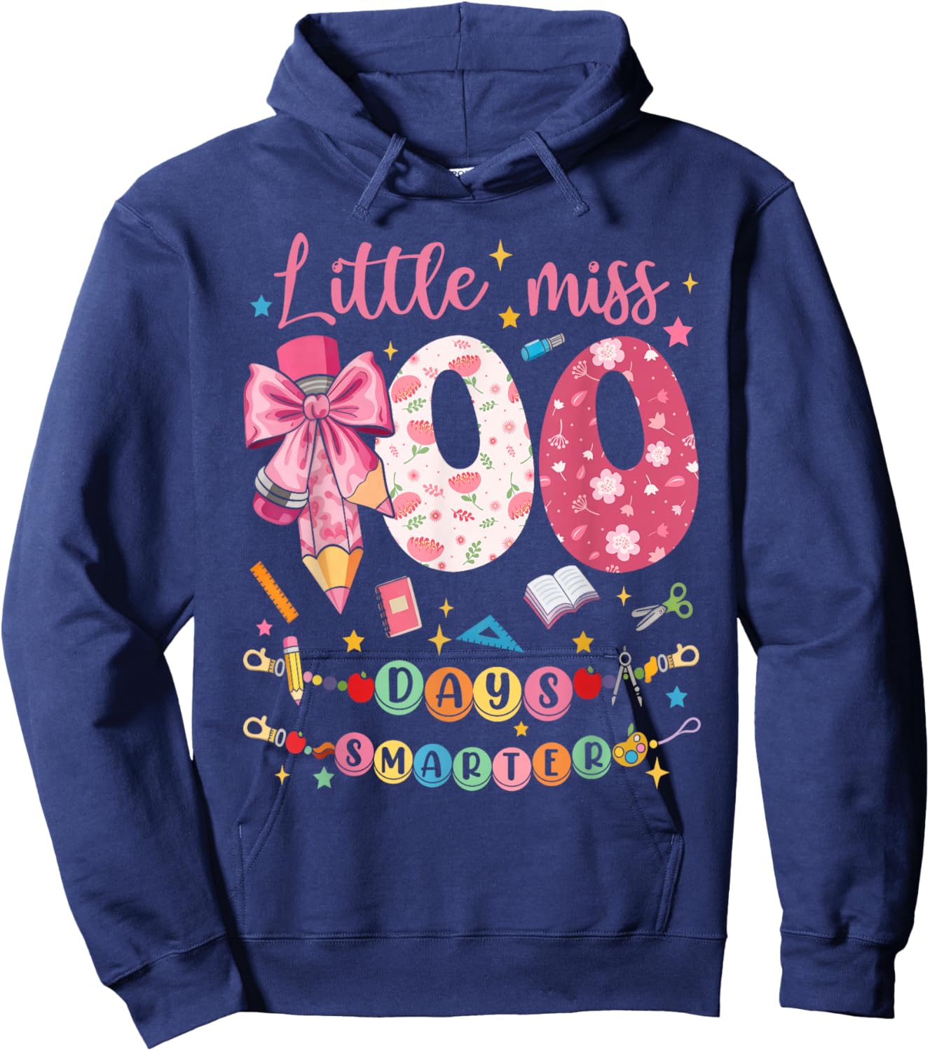 Kids Girls 100th Day of School Hoodie - Hoodie | Navy
