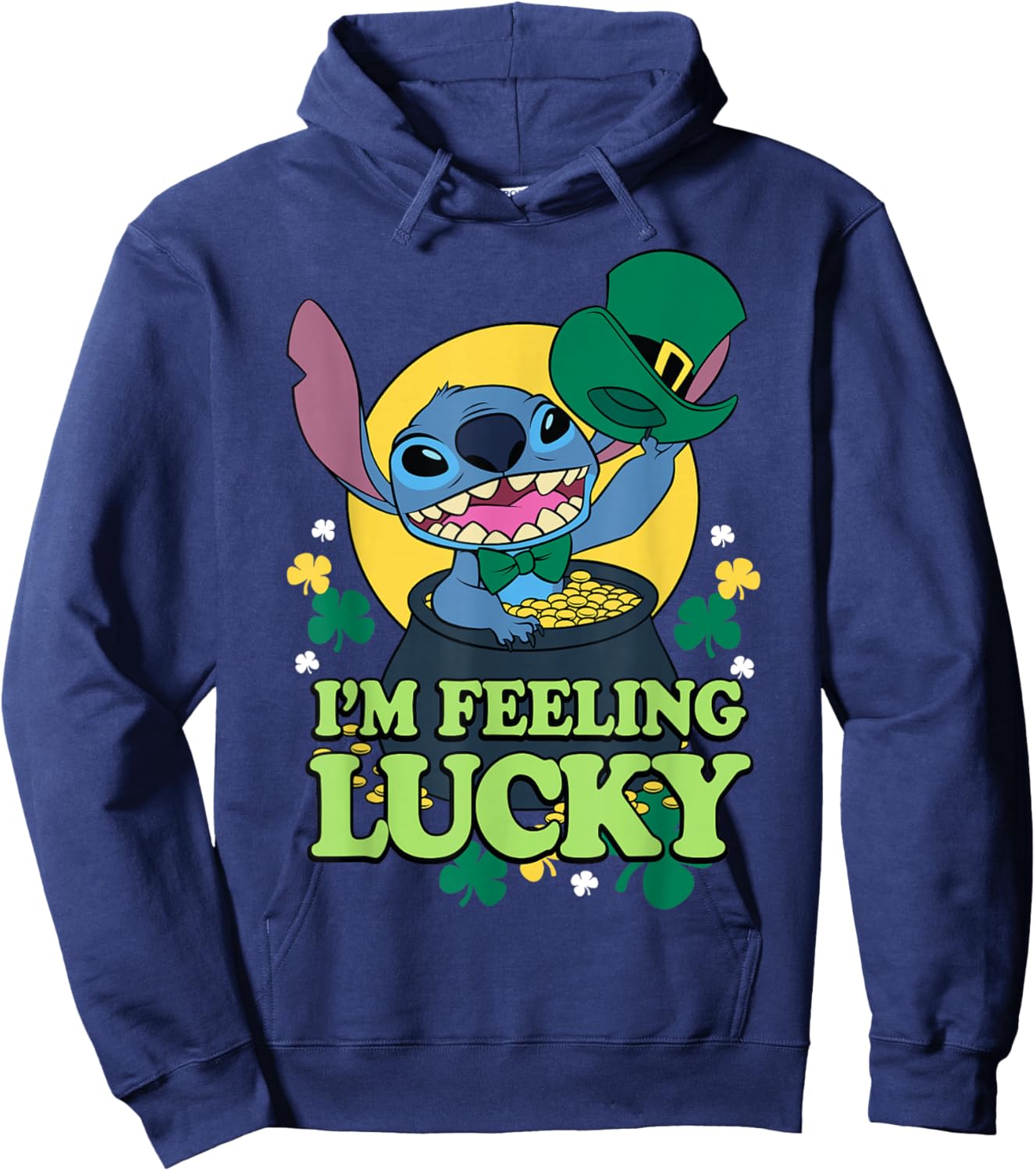 Disney Lilo & Stitch St. Patrick's Day I'm Feeling Lucky Hoodie - Hoodie | Navy