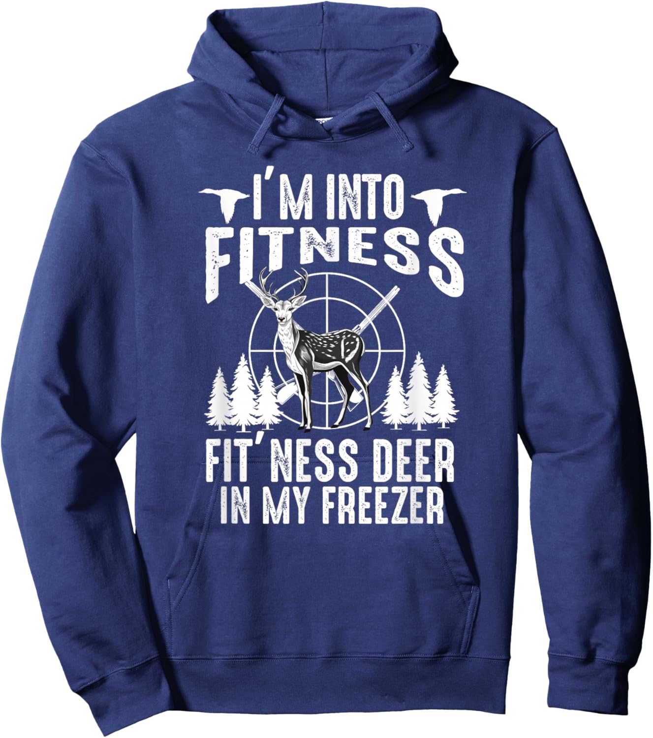 Funny Hunting Deer I'm into Fitness Fitness Deer Men Dad Boy Hoodie - Hoodie | Navy