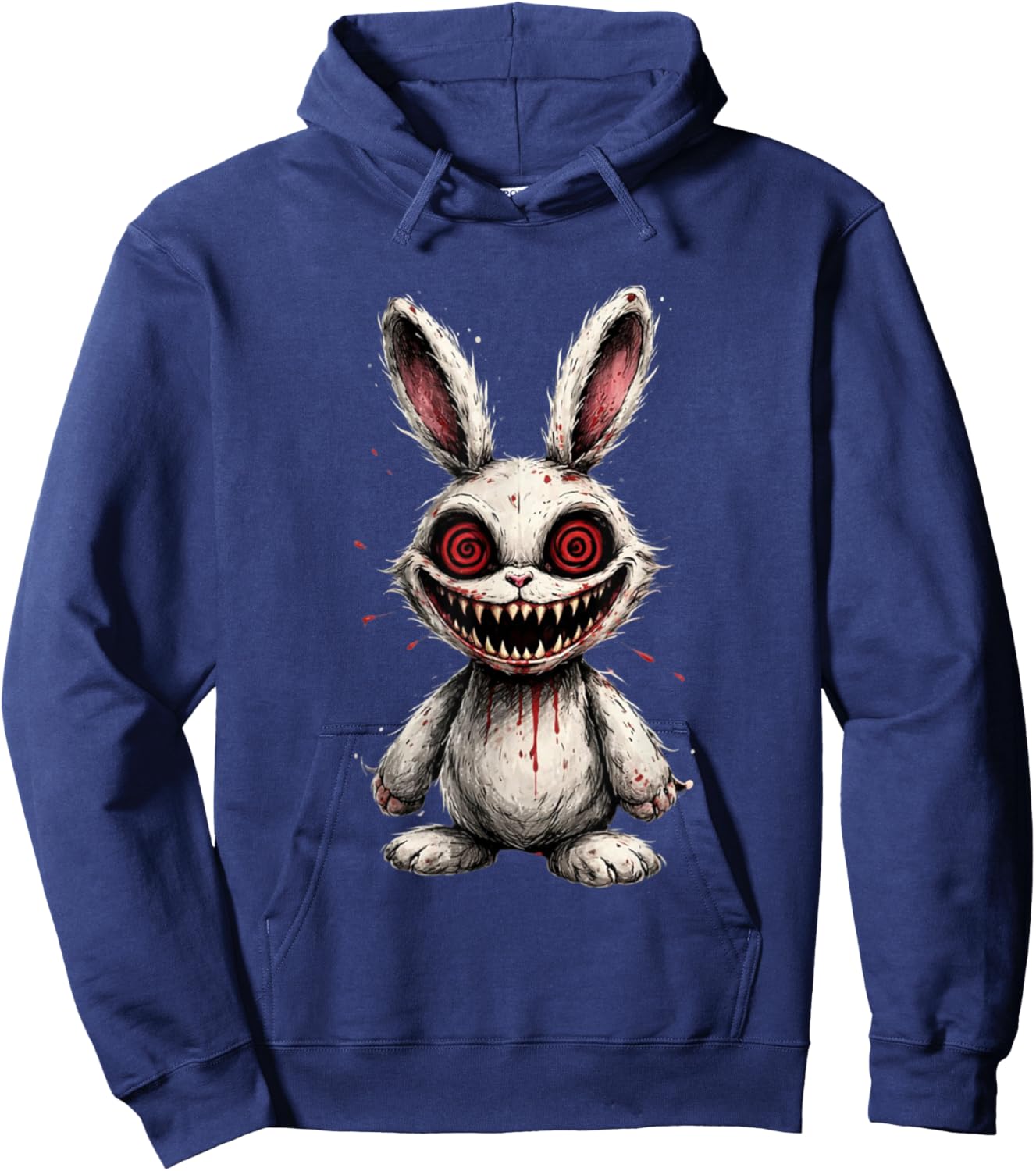 Psycho Cartoon Bunny Horror Graphic – Creepy Mascot Art Hoodie - Hoodie | Navy
