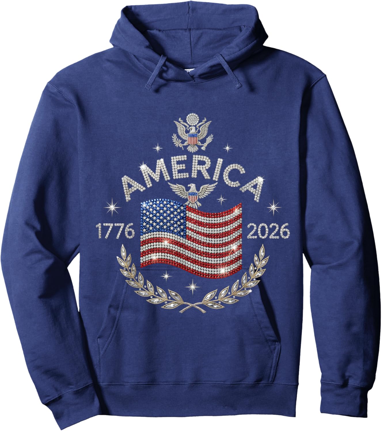 America 250th Anniversary USA Flag 1776 2026 Patriotic Hoodie - Hoodie | Navy