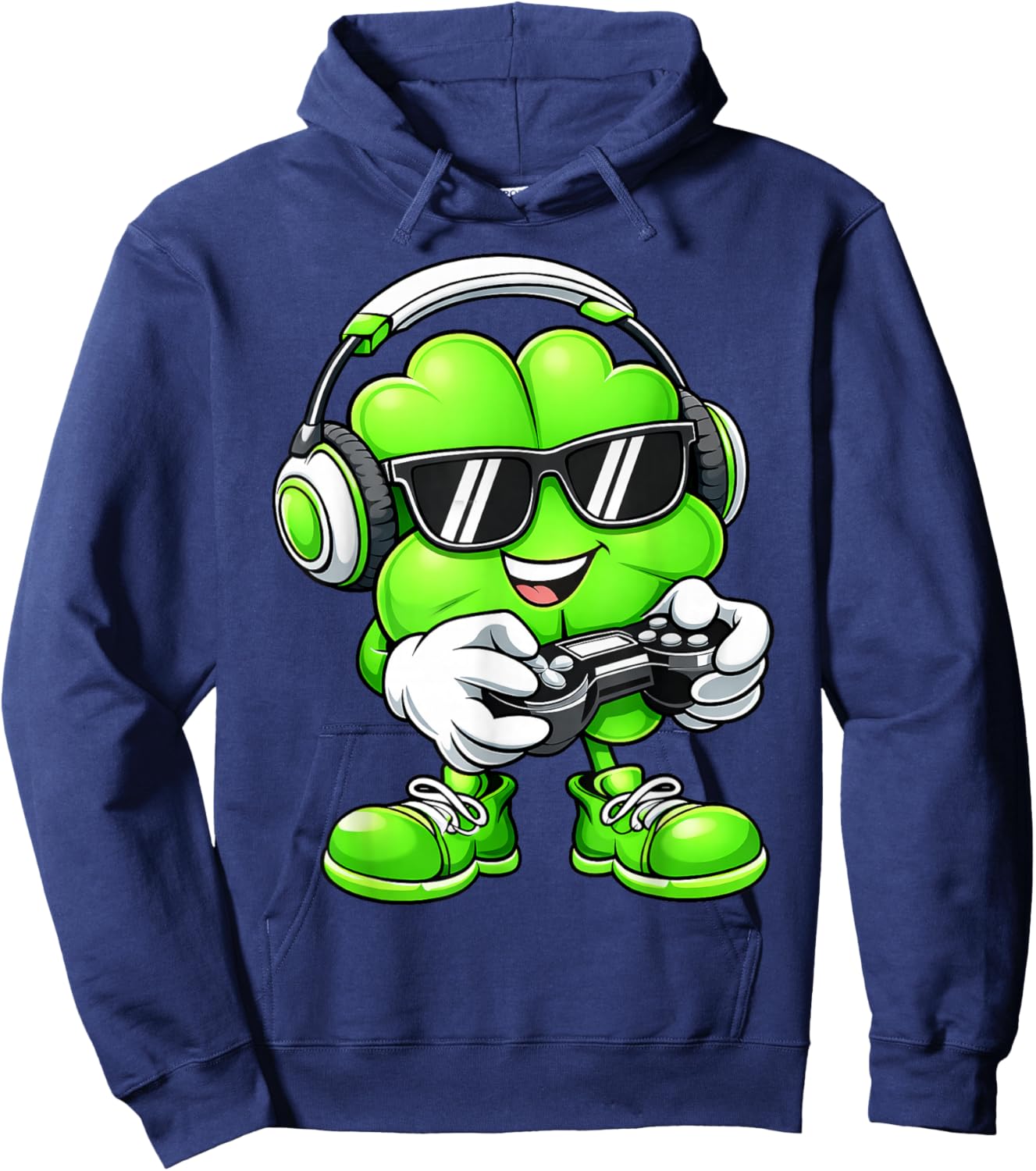 Funny Shamrock Gaming Game Irish St Patrick Day Men Boy Hoodie - Hoodie | Navy