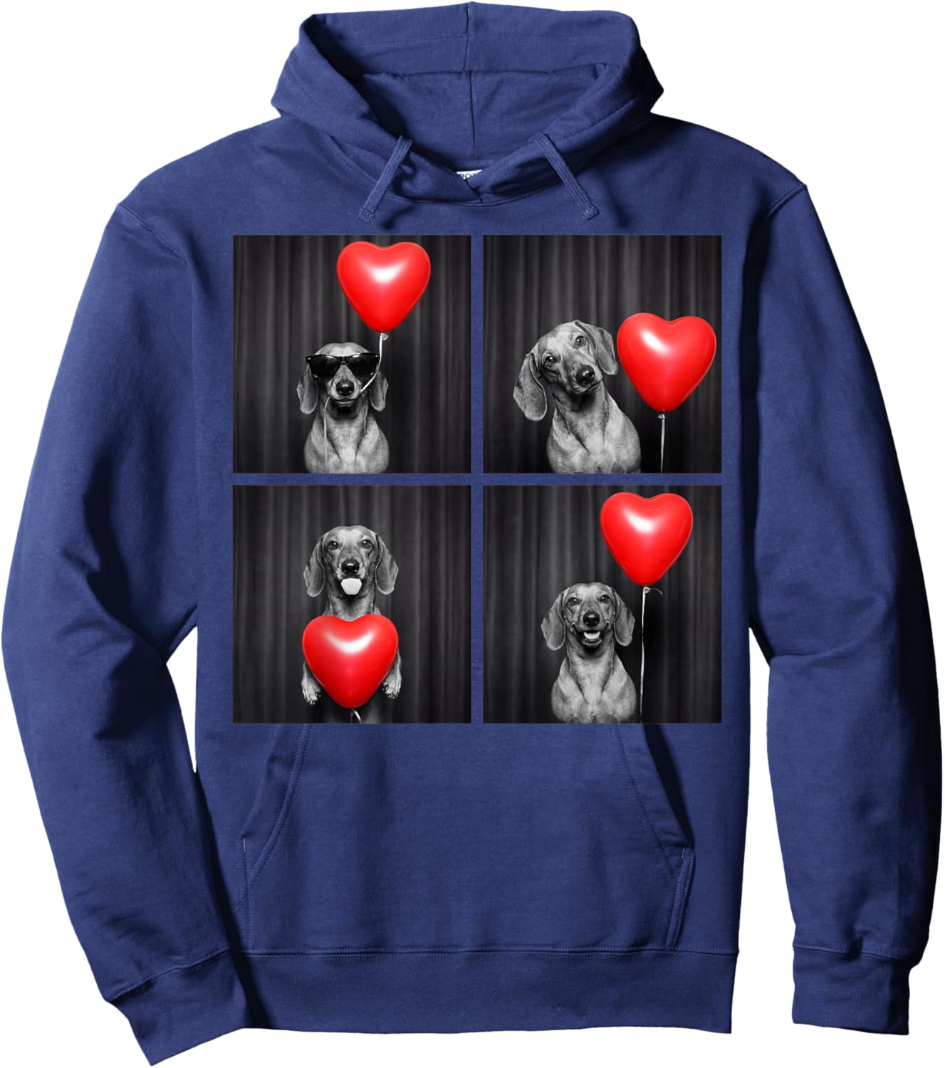 Funny Dachshund Photobooth Dog Lover Design Valentines Hoodie - Hoodie | Navy