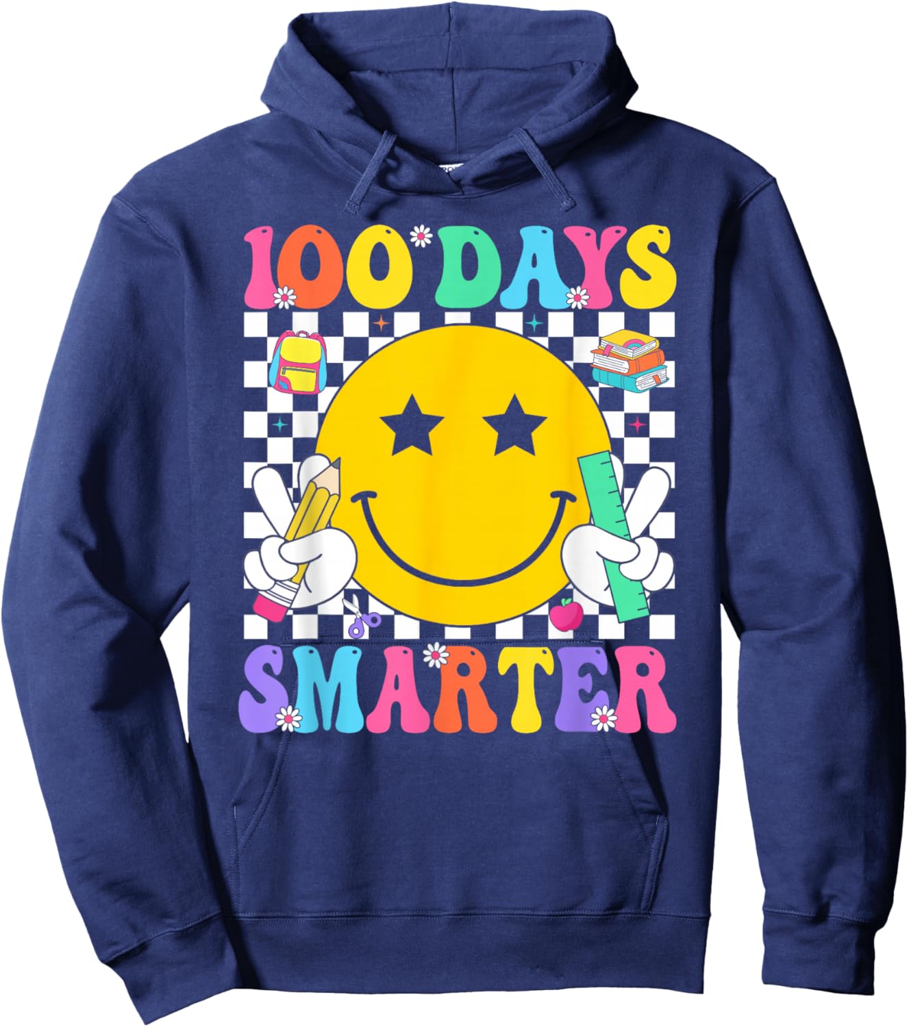 100 Days Smarter Teacher Boys Girls Kids 100th Day of School Hoodie - Hoodie | Navy