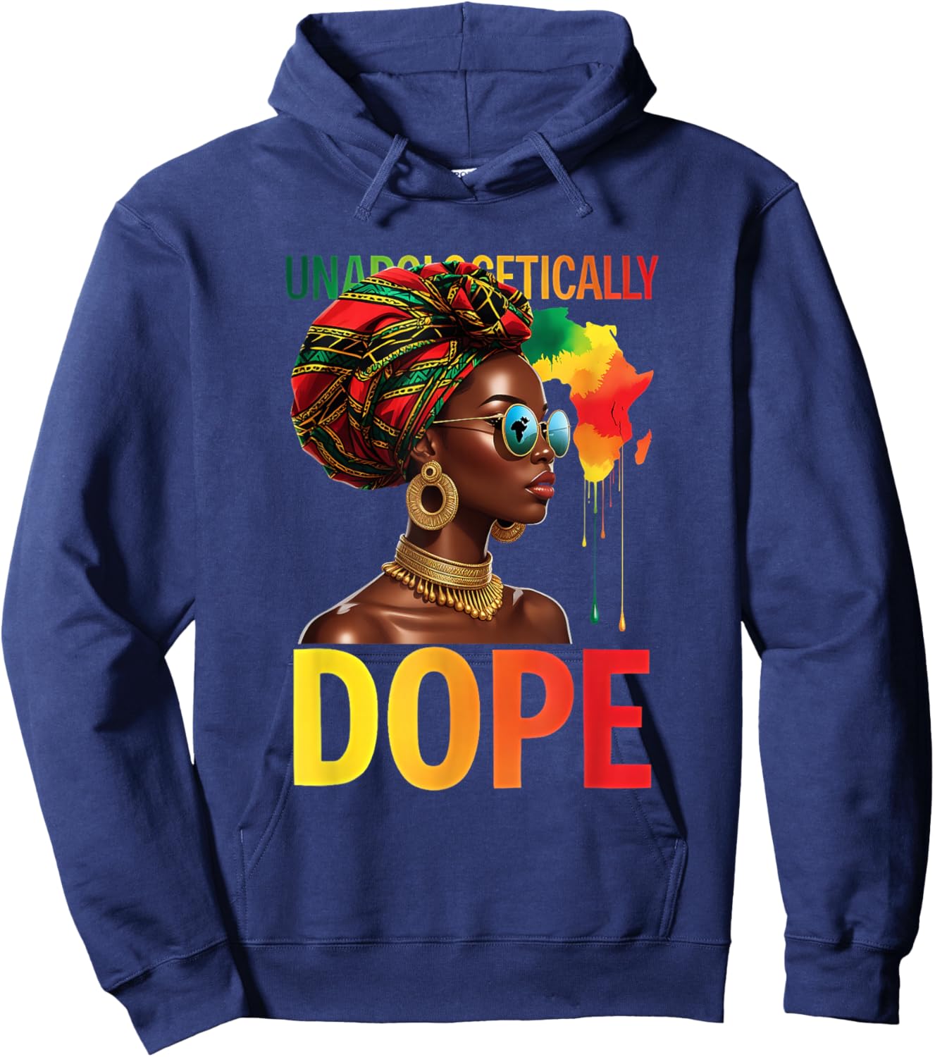 Melanin Queen Headwrap Rooted Faith Rising Afro God African Hoodie - Hoodie | Navy