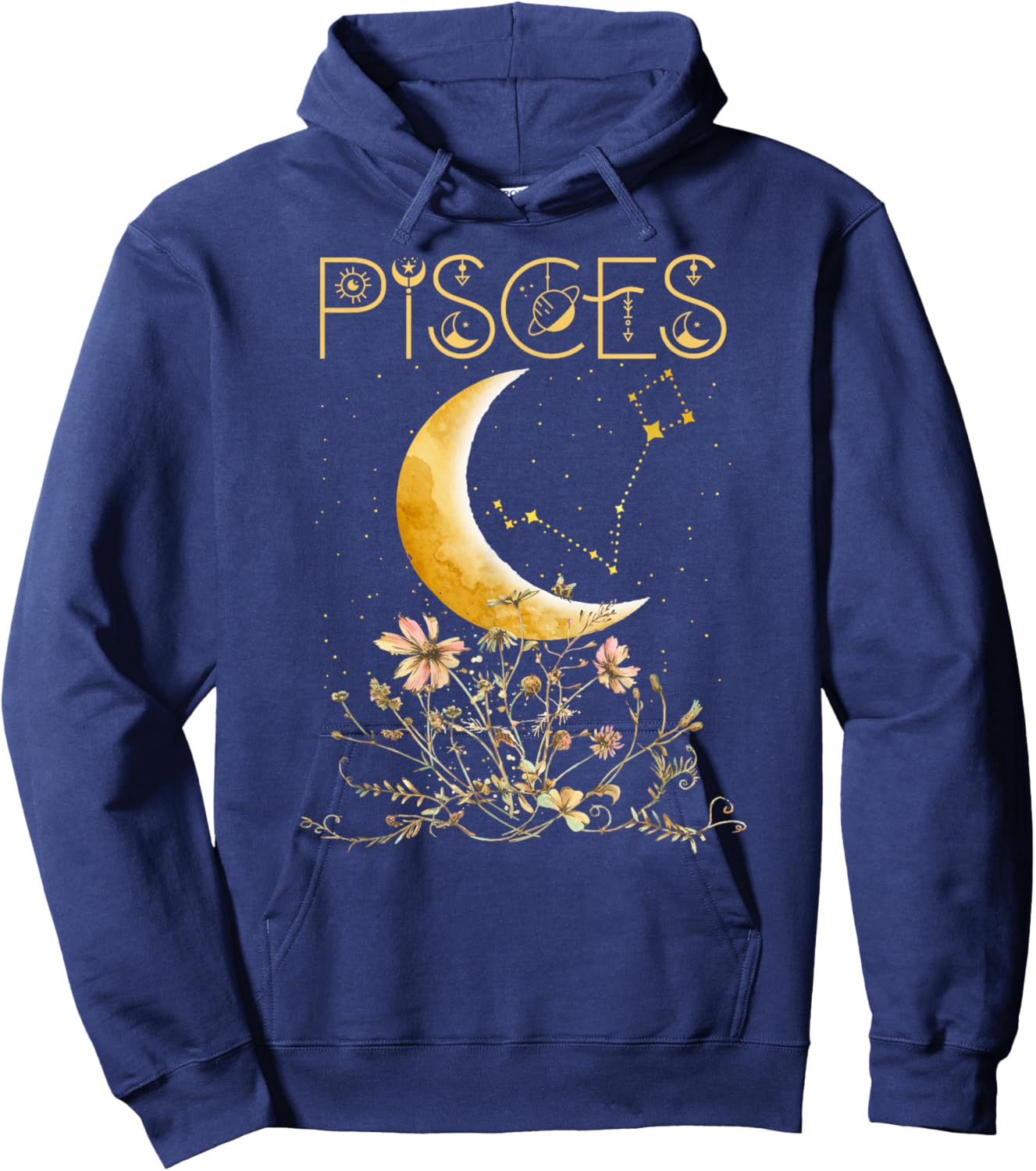 Pisces Zodiac Sign Flowers Pisces Birthday Hoodie - Hoodie | Navy