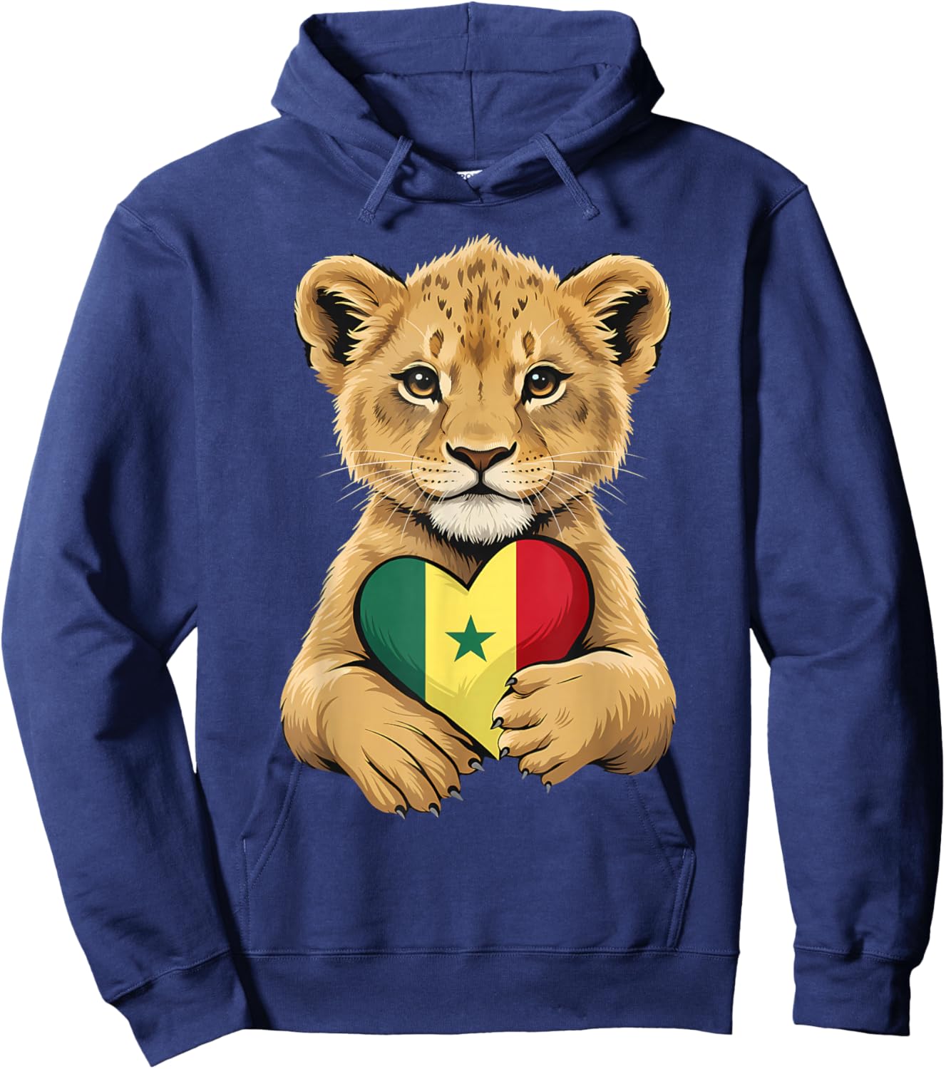Senegal Roots Lion Heart Senegalese Flag Hoodie - Hoodie | Navy
