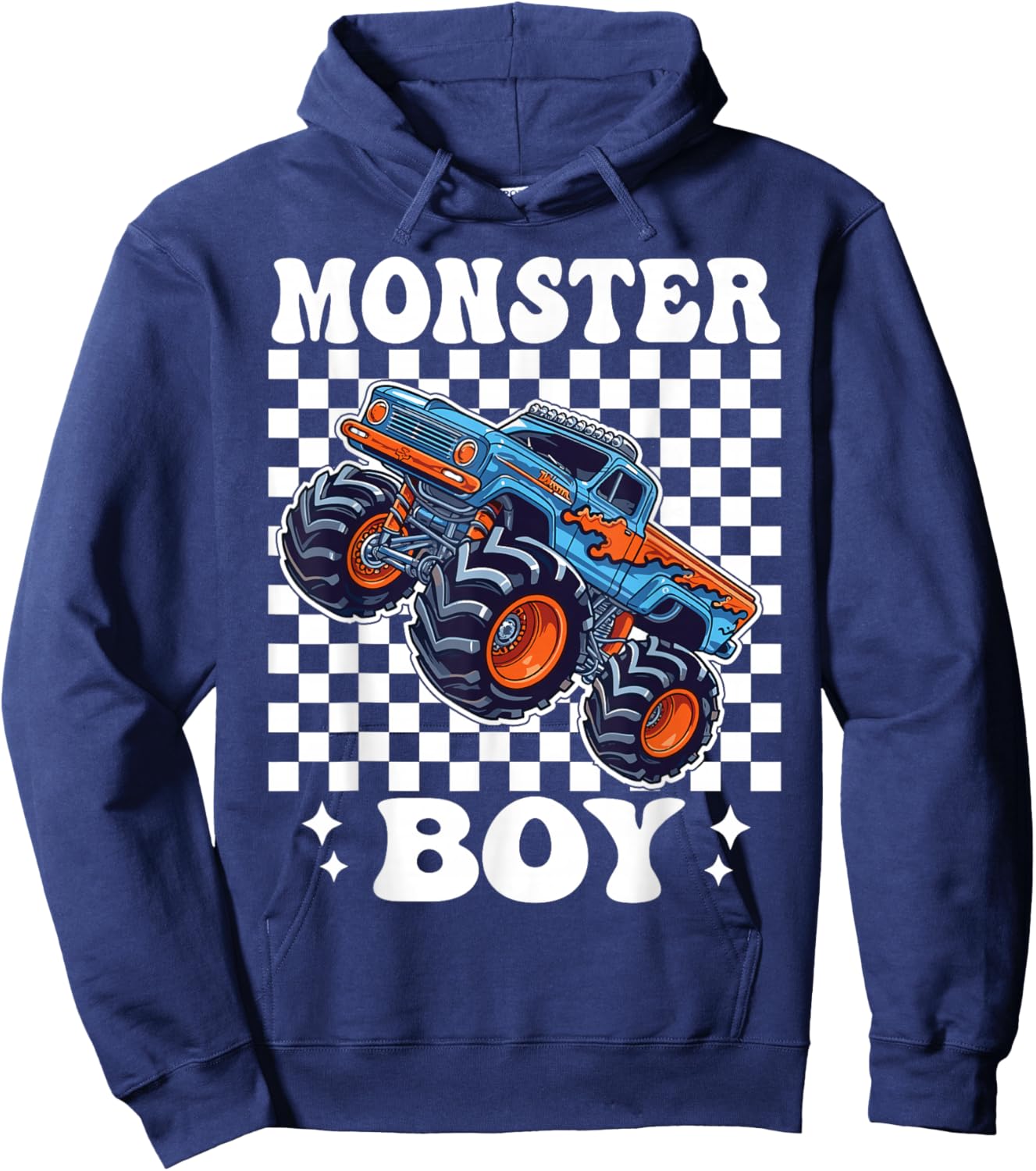 Monster Truck Boy Family Matching Monster Trucks Birthday Hoodie - Hoodie | Navy