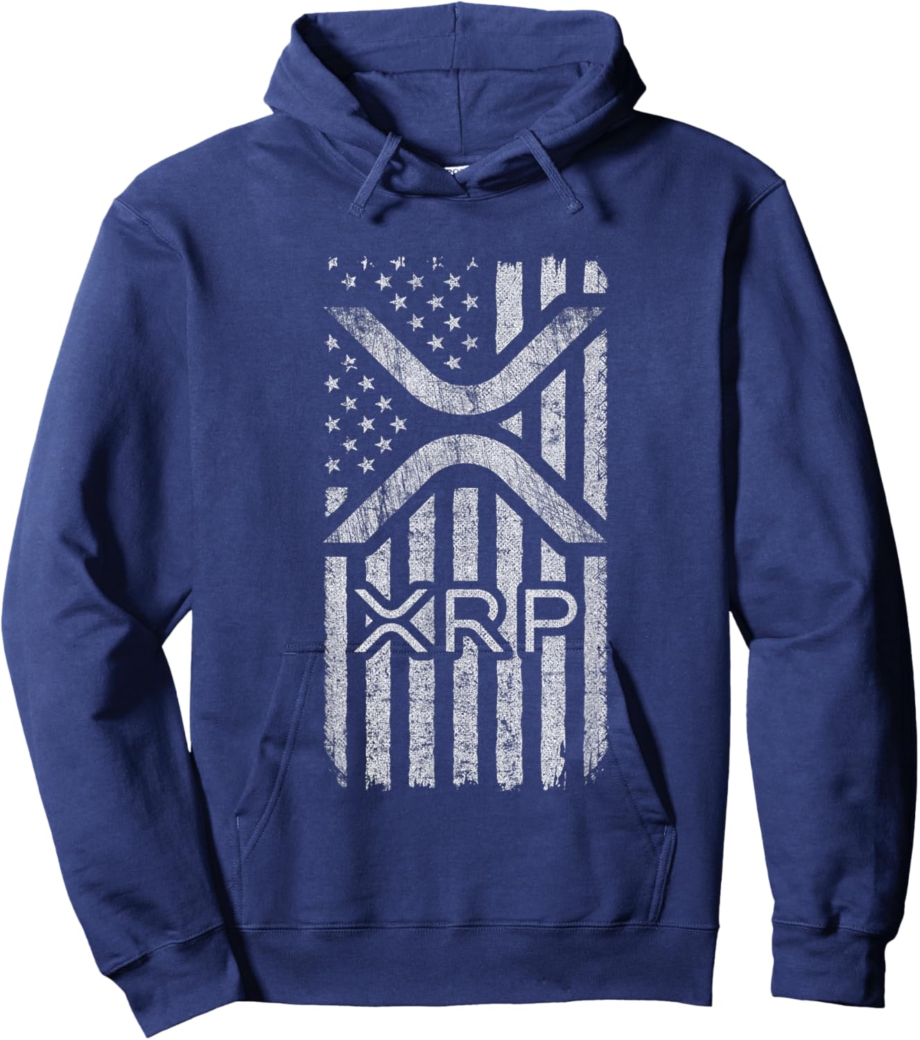 XRP Crypto - XRP Cryptocurrency - American Flag - XRP Hoodie - Hoodie | Navy