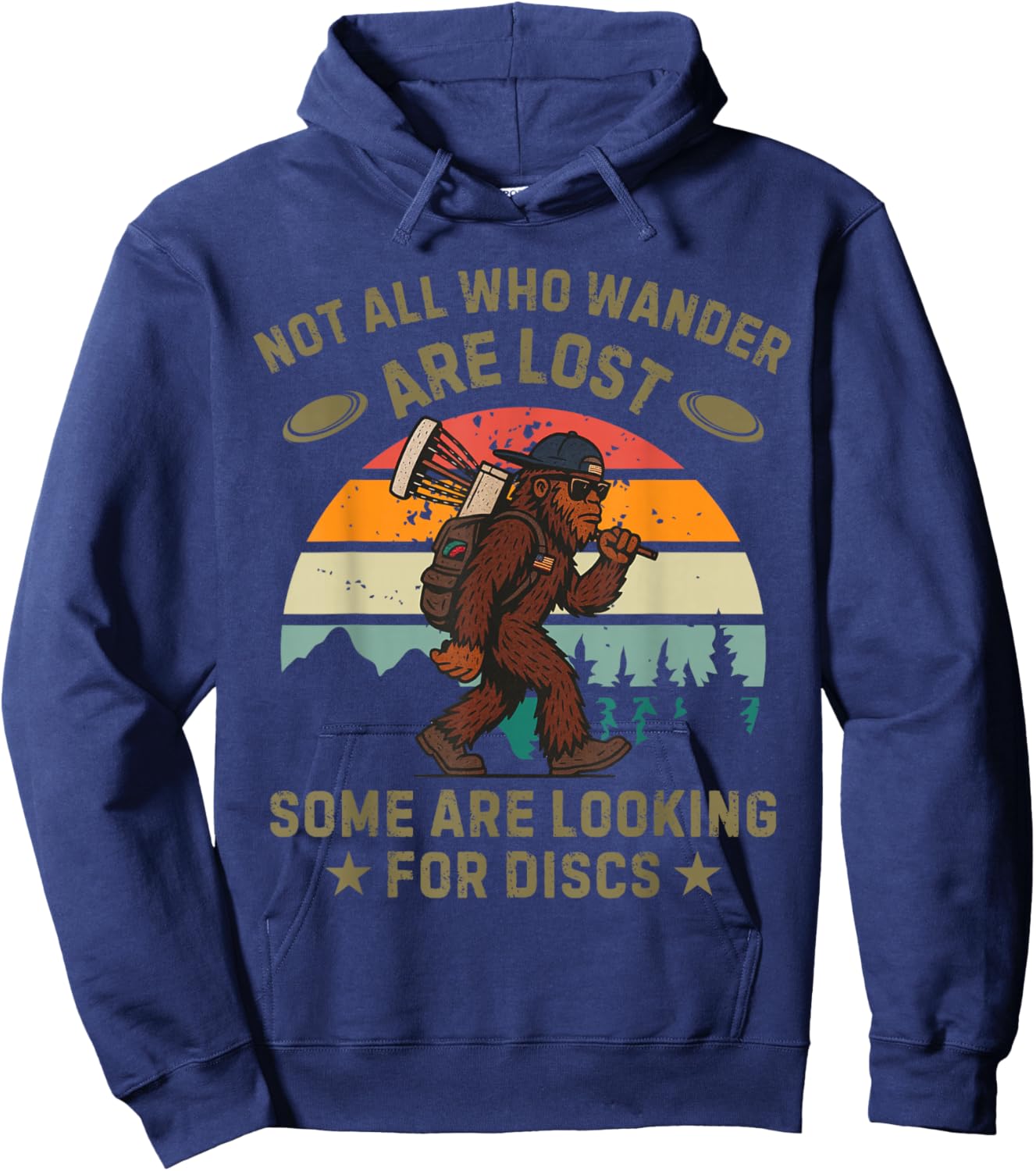Sasquatch Disc Golfer Funny Disc Golf Hoodie - Hoodie | Navy