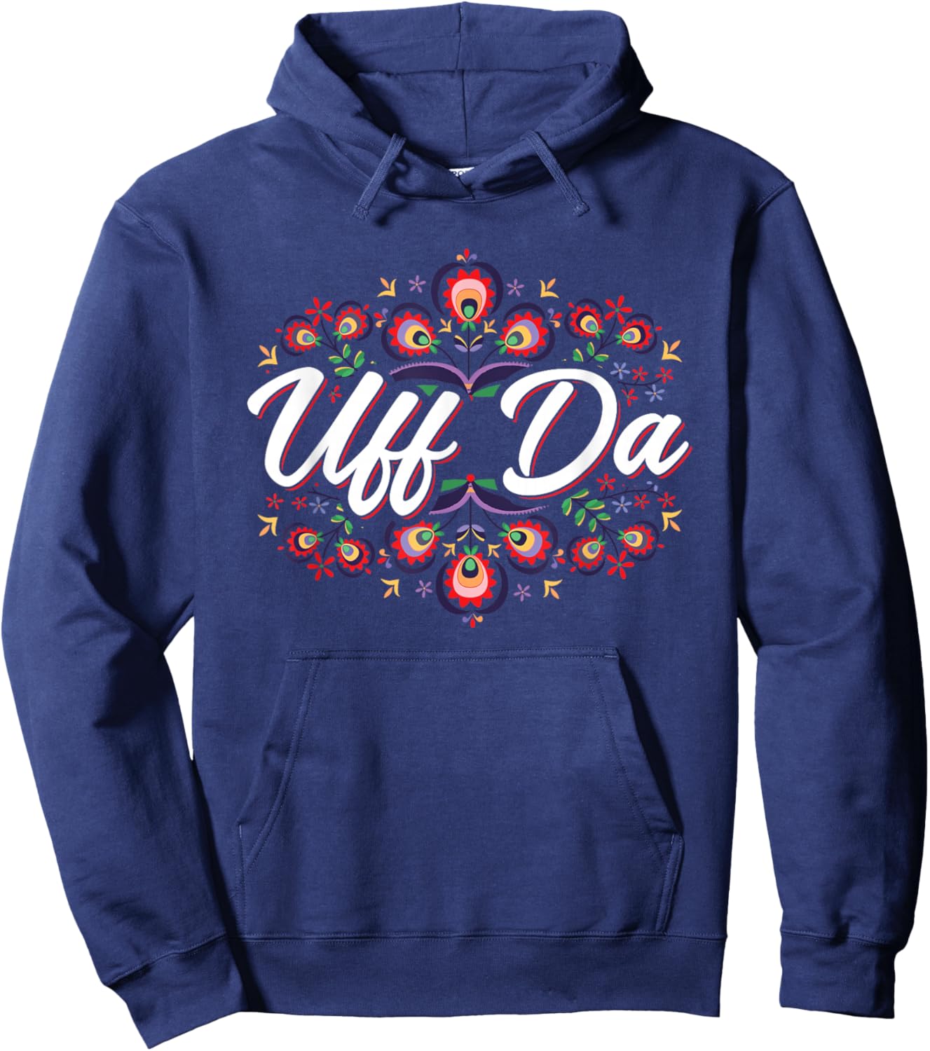 Uff Da Norwegian Pride Design Hoodie - Hoodie | Navy