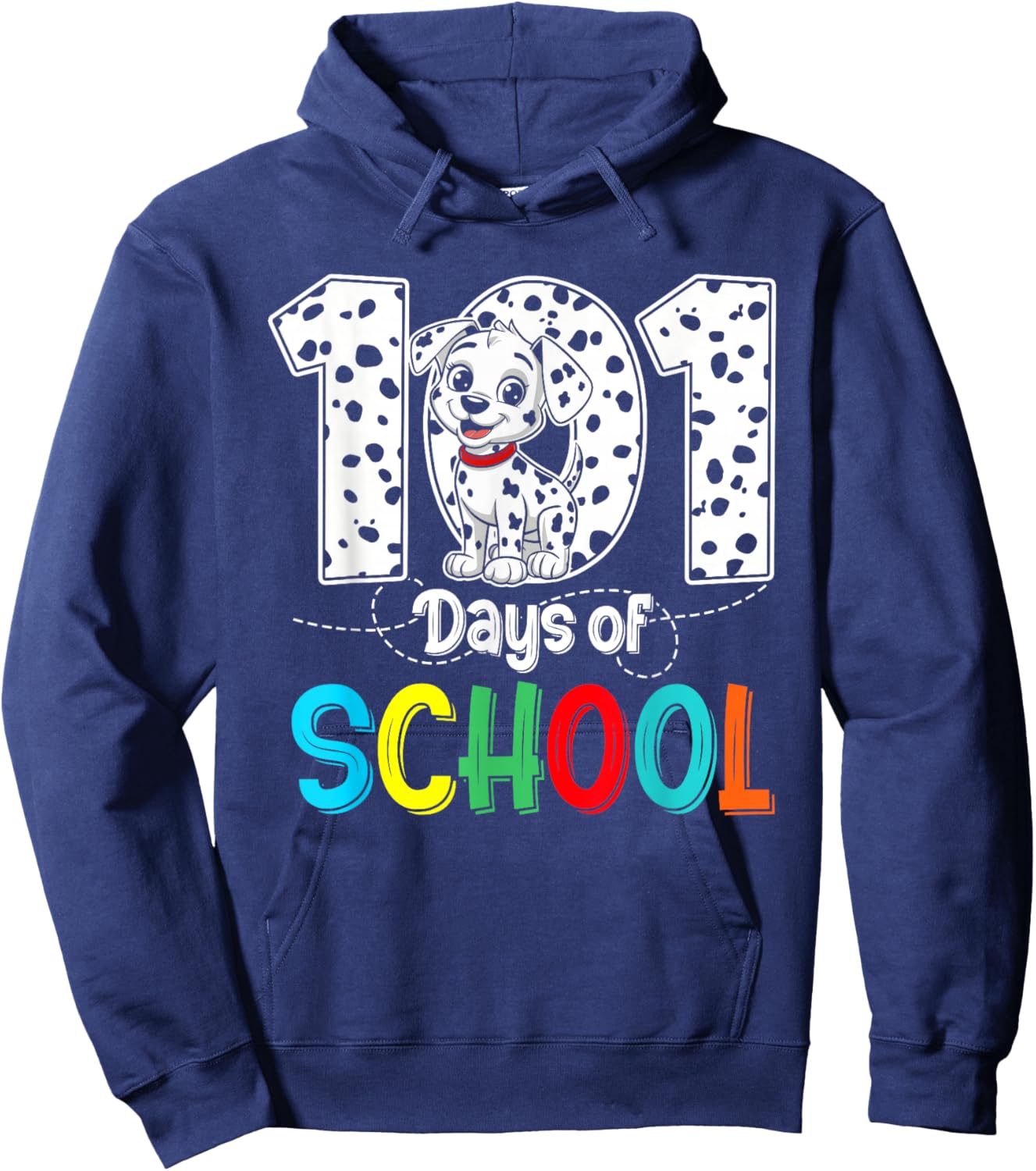 Happy 101 Days School Cute Dog 100 Days Smarter Student Kids Hoodie - Hoodie | Navy