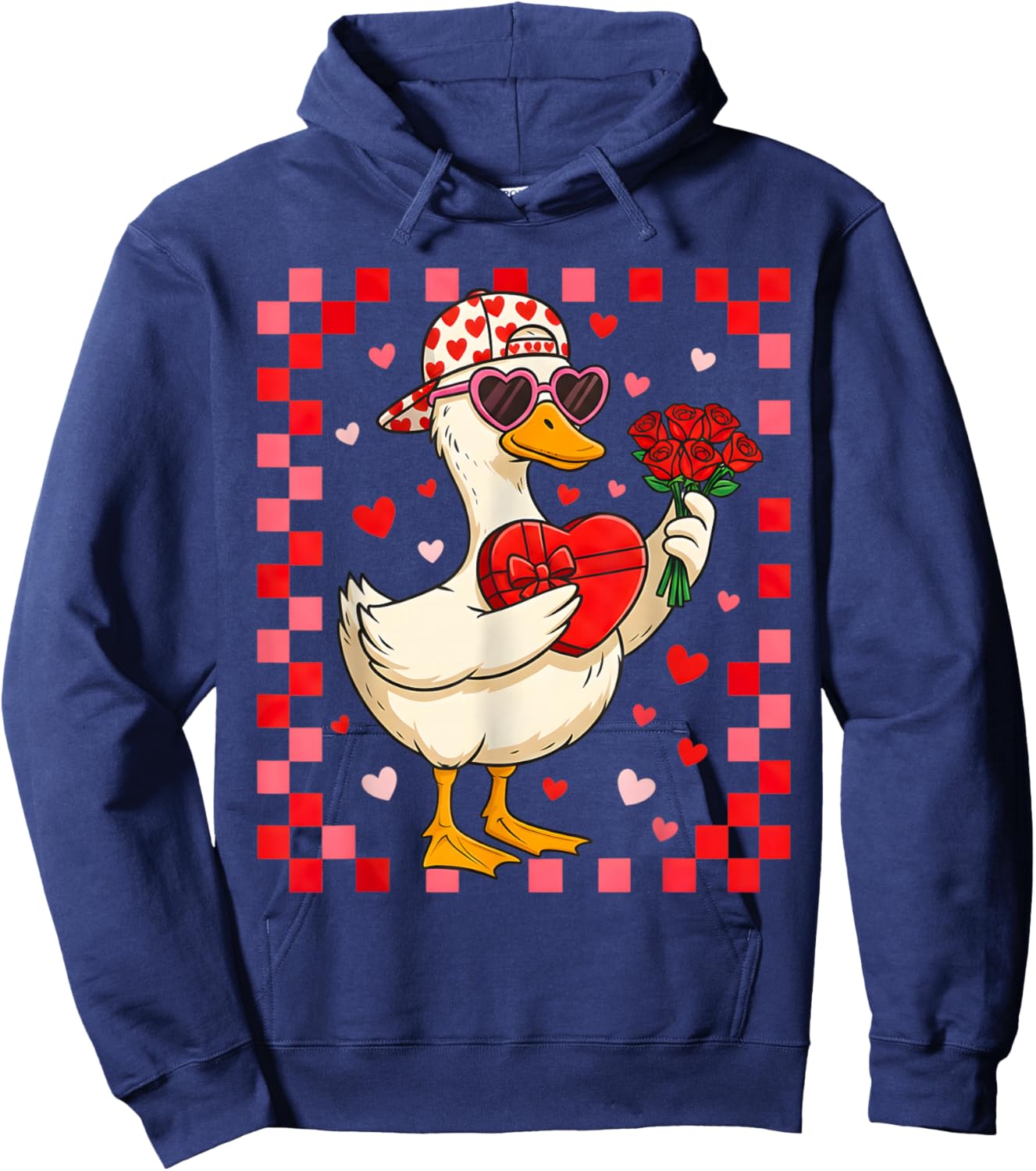 Funny Valentines Day Duck Heart Valentine Cupid Kids Boys Hoodie - Hoodie | Navy