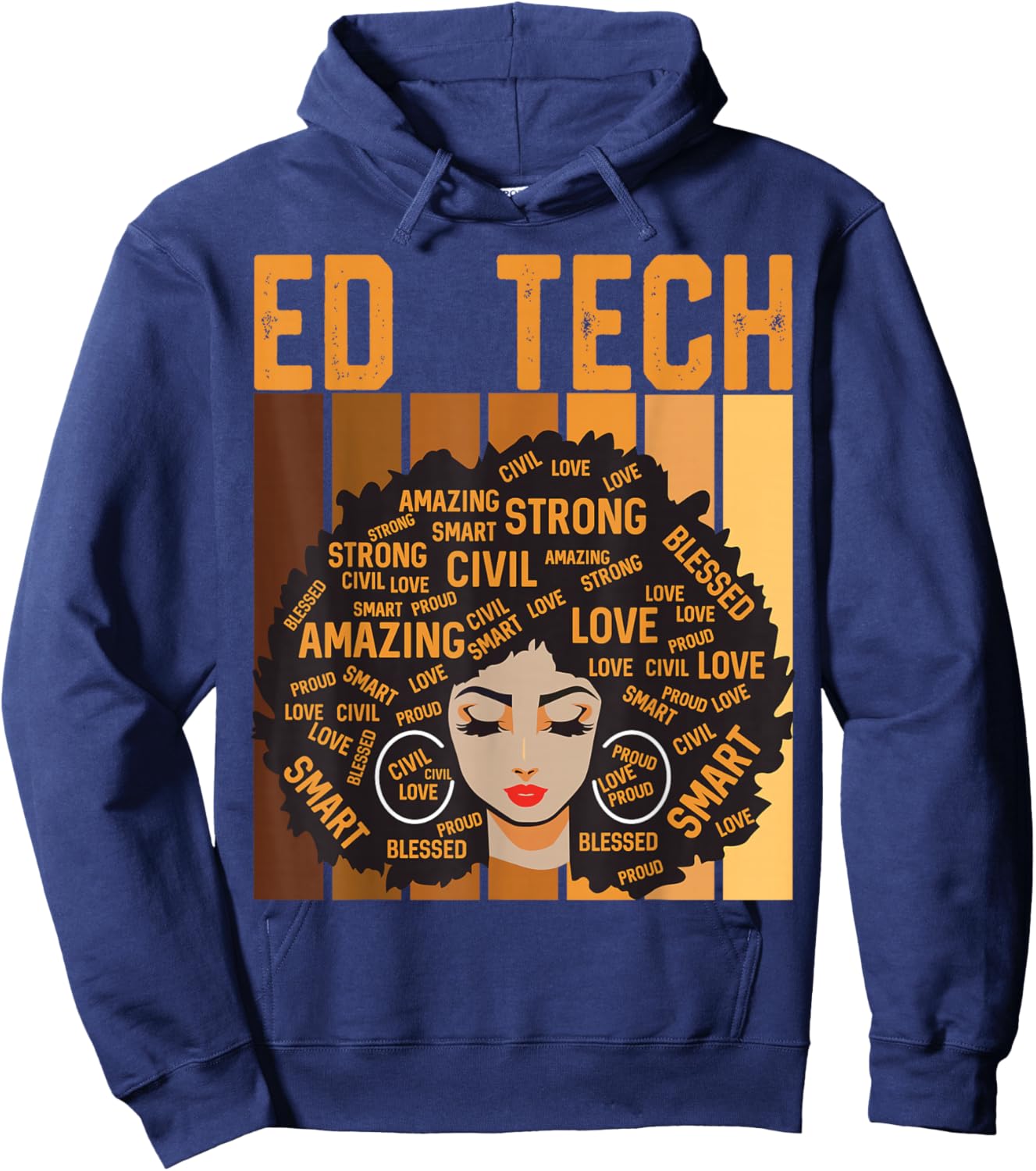 Ed Tech Powerful Black History Month Black Pride Design Hoodie - Hoodie | Navy