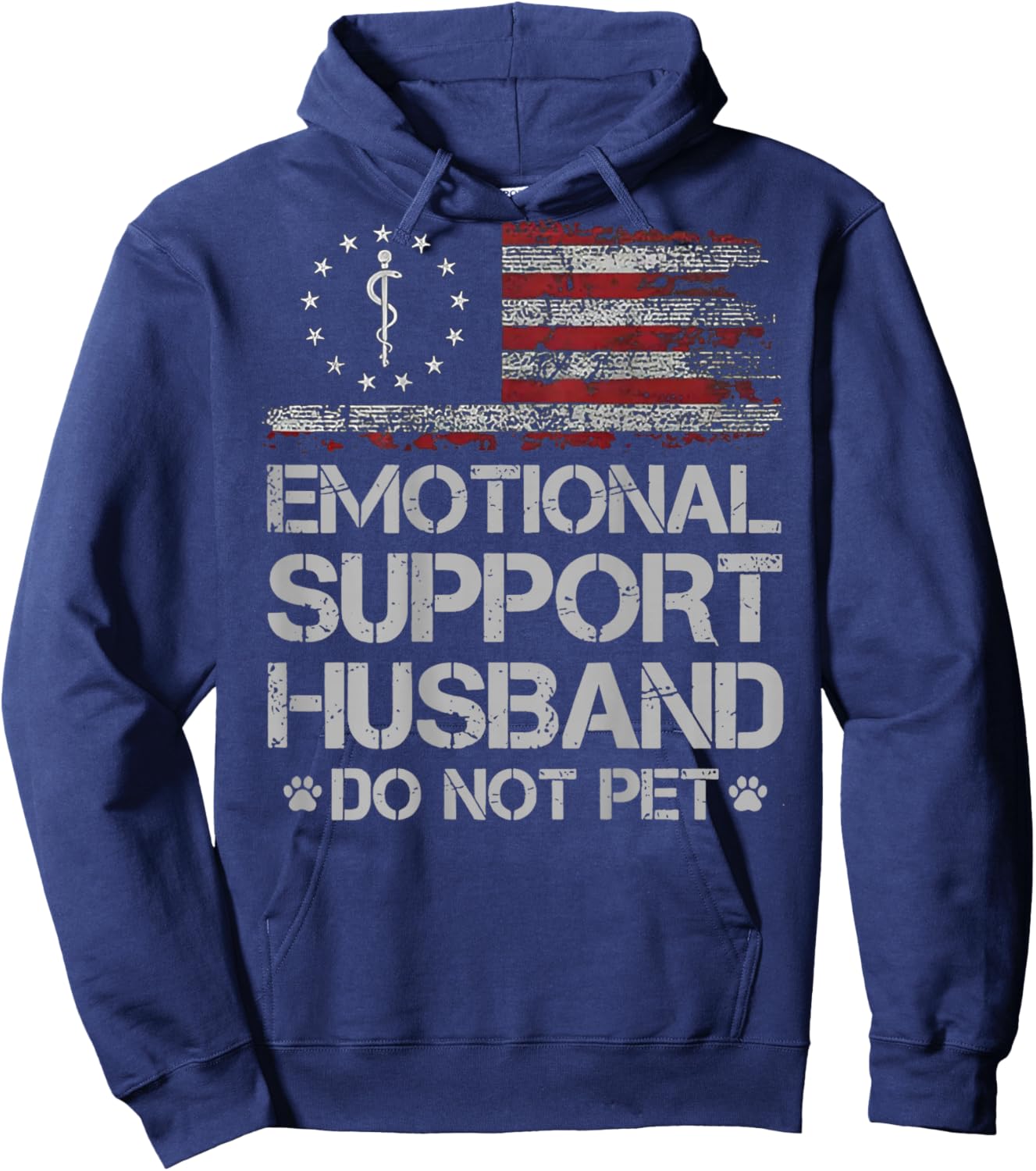 Do Not Pet Emotional Support Husband (on Back) Hoodie - Hoodie | Navy