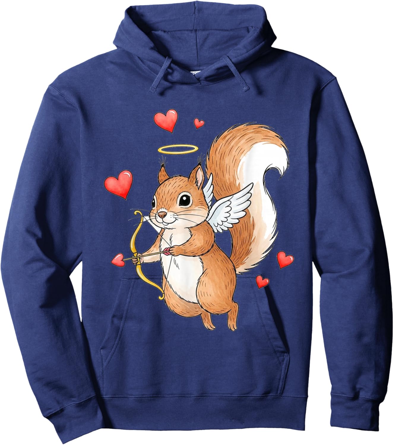 Cupid Squirrel Love Valentine's Day Romantic Art Hoodie - Hoodie | Navy