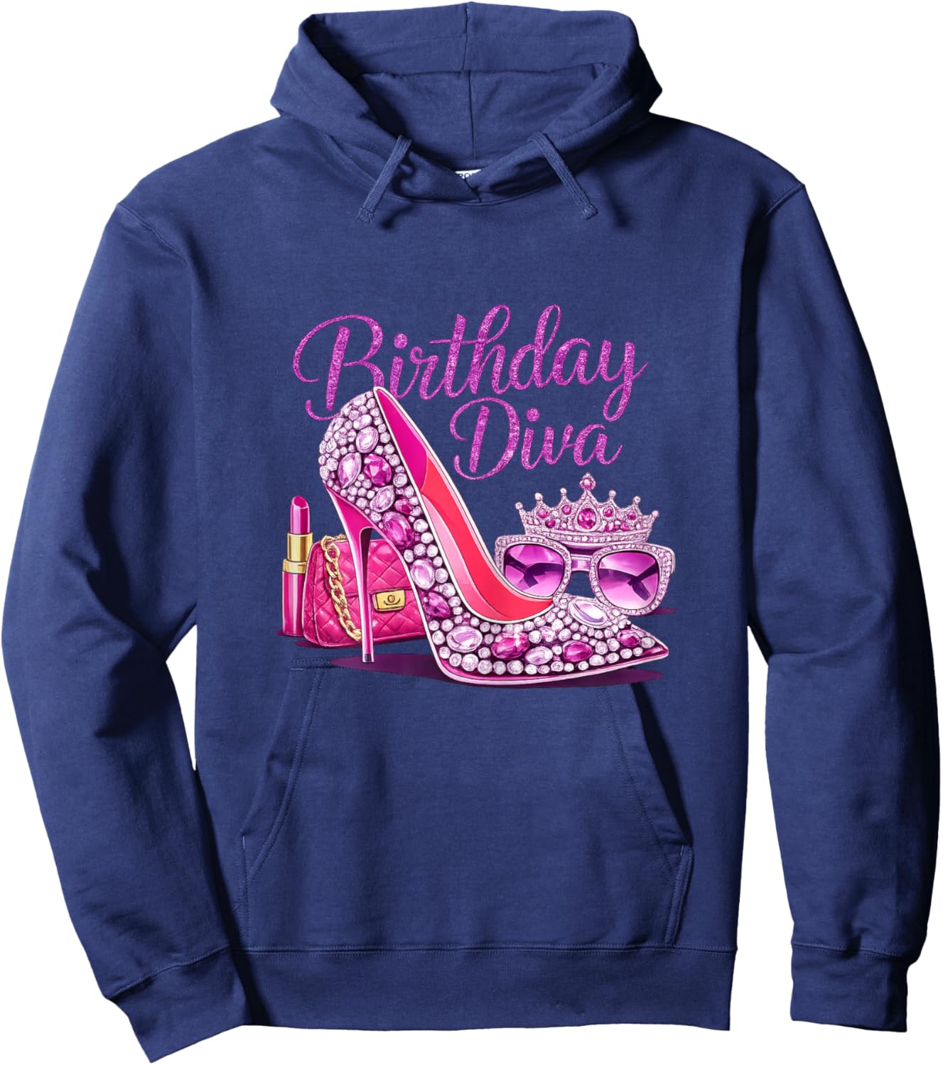 Girls Women Birthday Diva Happy Birthday Party Hoodie - Hoodie | Navy