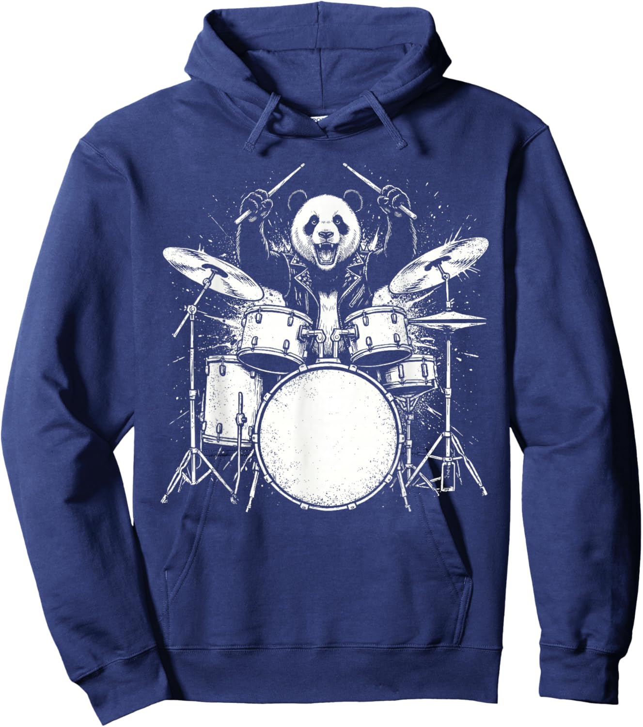 Panda Drummer Rock Wild Animal Playing Drums Hoodie - Hoodie | Navy