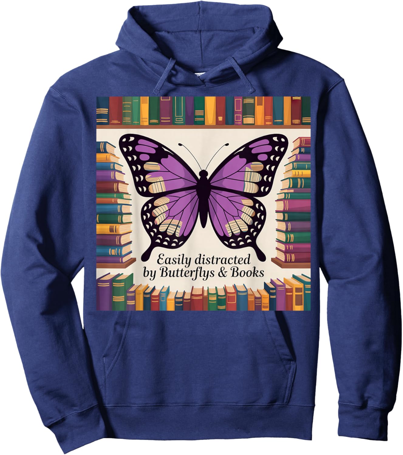 Books Nerds Butterfly Party Favors Purple Butterfly Hoodie - Hoodie | Navy