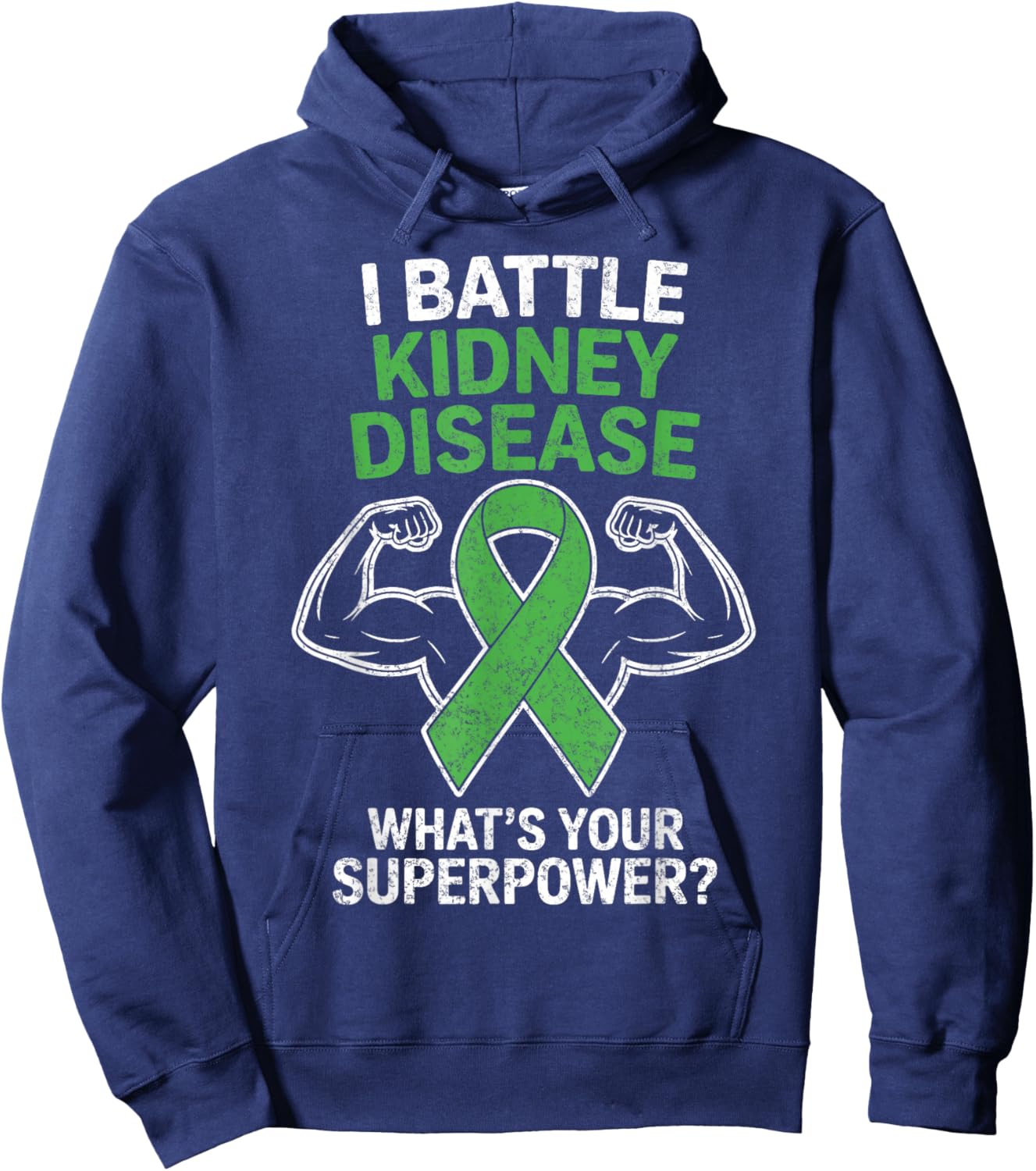 I Battle Kidney Disease Awareness Ribbon CKD Fighter Warrior Hoodie - Hoodie | Navy