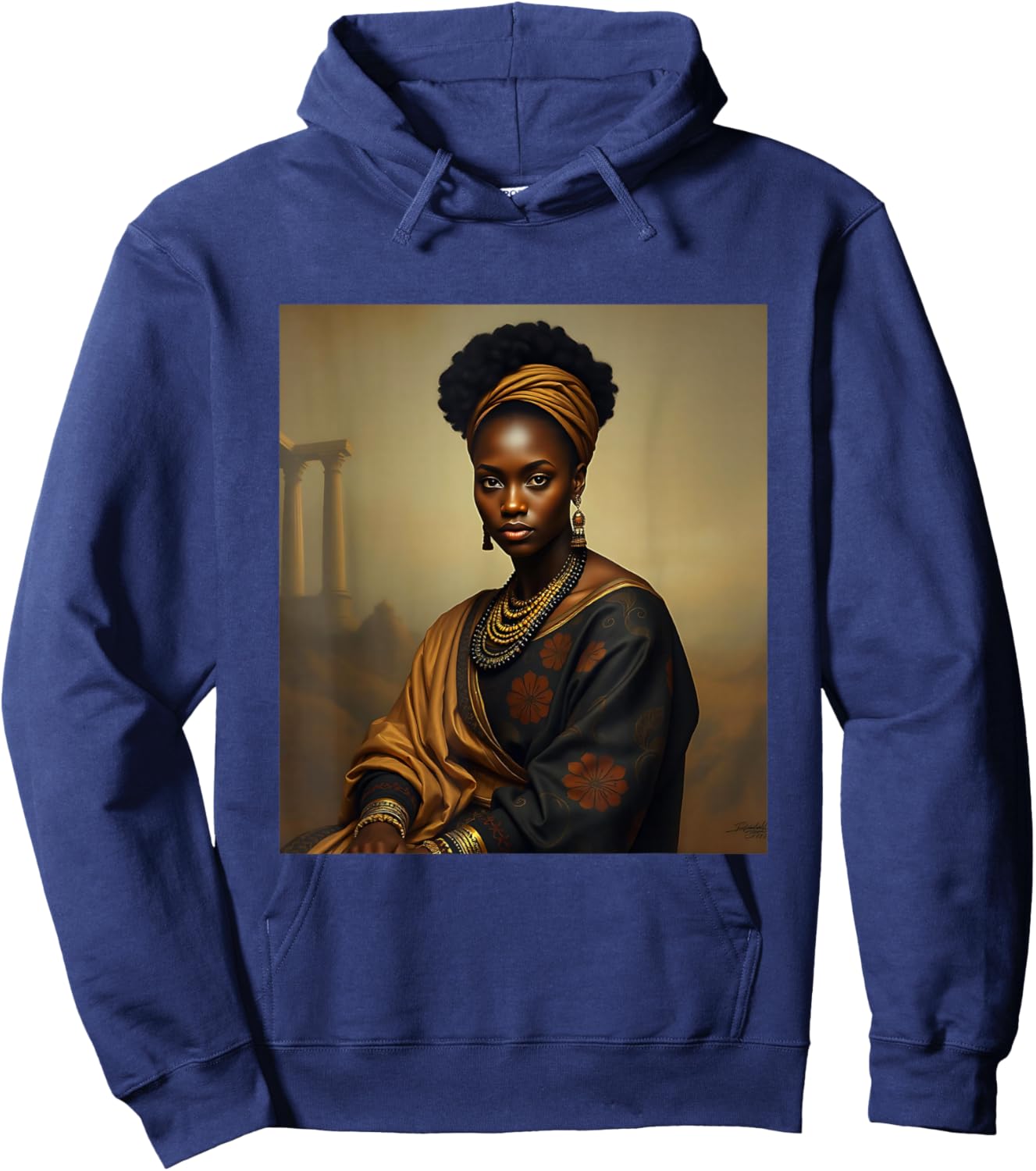 Black Melanated Mona Lisa African American History Month Hoodie - Hoodie | Navy