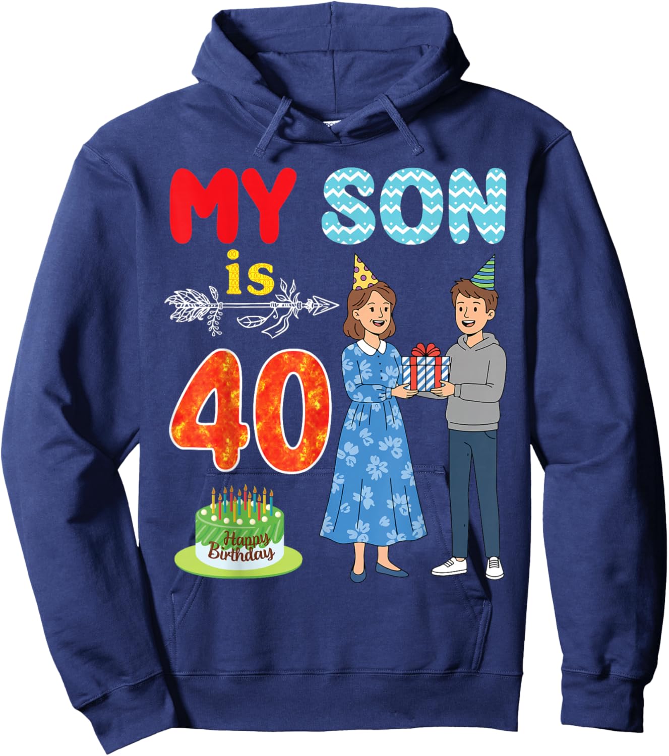 My Son is 40 Years Old Mother Happy 40th Birthday Boy Mommy Hoodie - Hoodie | Navy