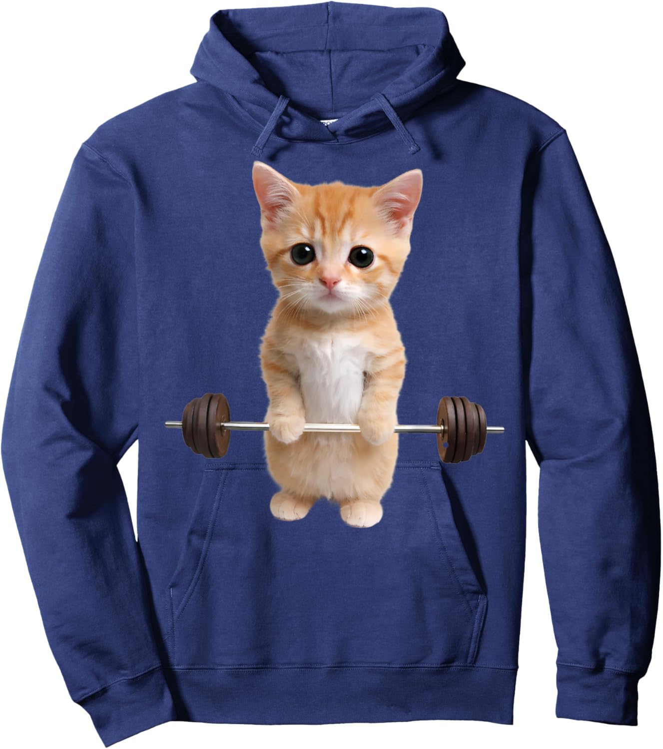 Vintage Retro Weight Lifting Gym Funny Cat Deadlift Hoodie - Hoodie | Navy