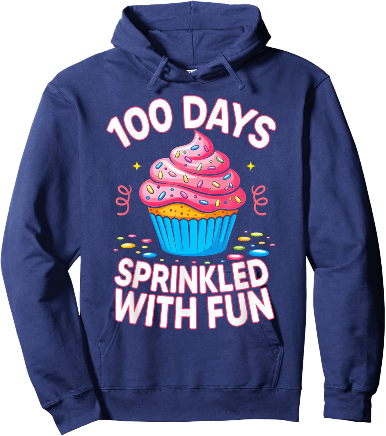 100 Days Sprinkled with Fun Donut Girls Kids 100th Day Hoodie - Hoodie | Navy
