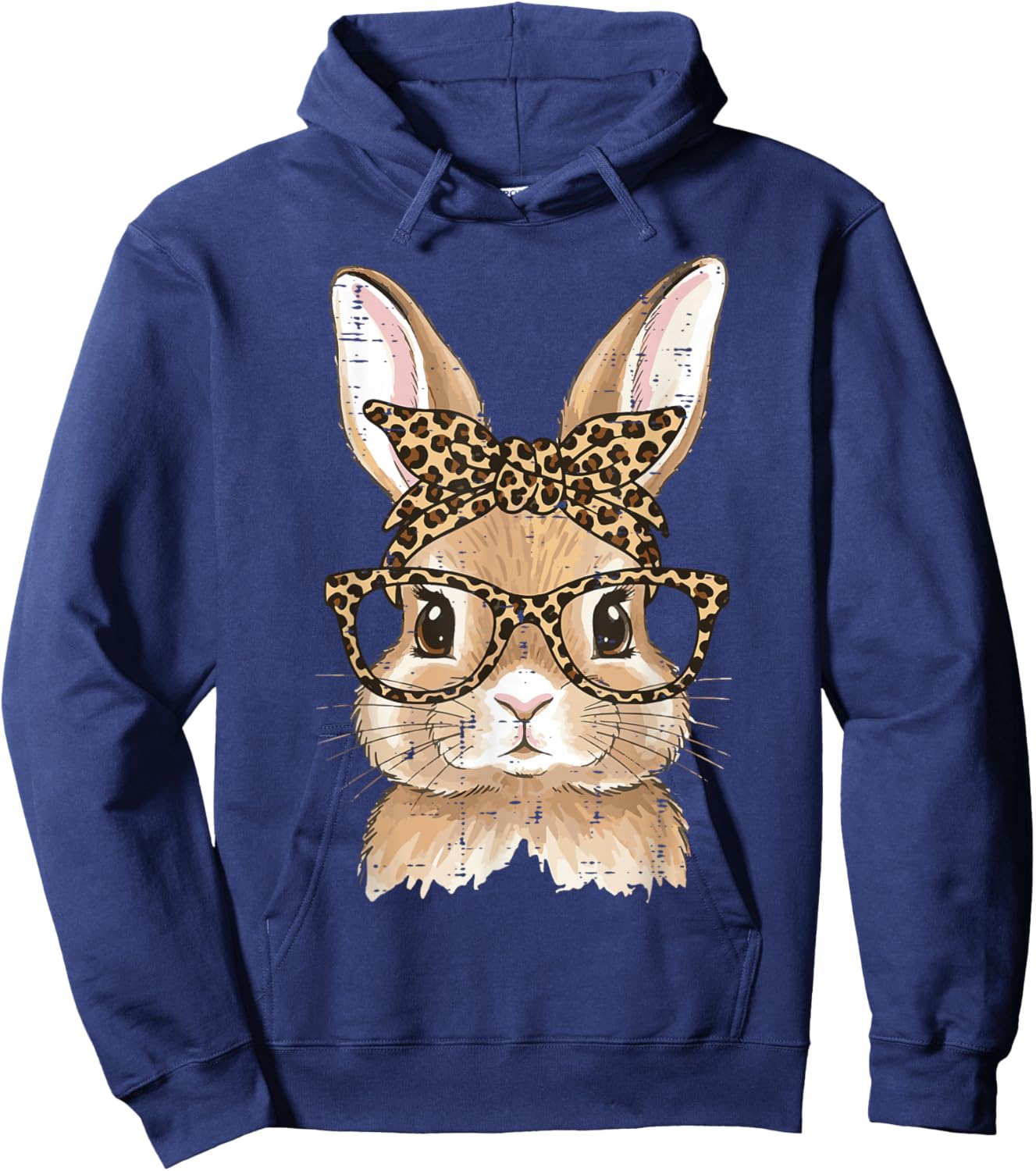 Easter Bunny Leopard Glasses Bandana Rabbit Women Girls Kids Hoodie - Hoodie | Navy
