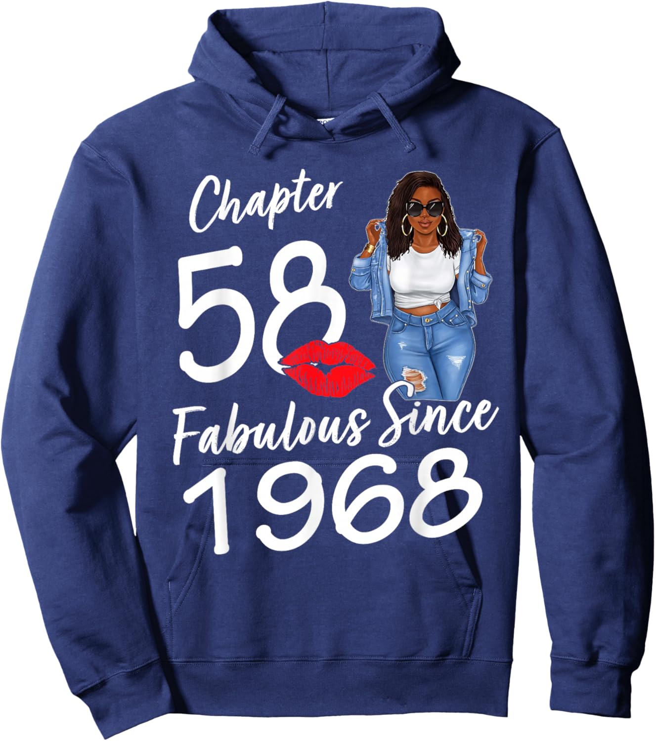 Chapter 58 Fabulous Since 1968 Black Women Birthday Hoodie - Hoodie | Navy