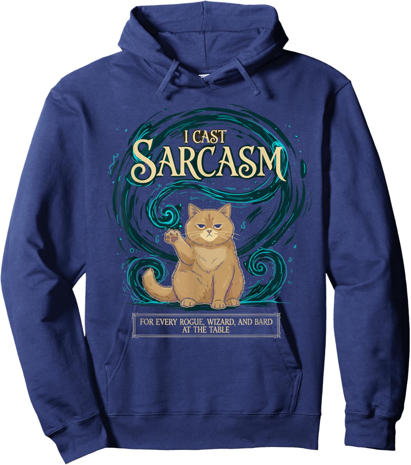 Gamer Sarcastic Cat Spell Casting RPG Hoodie - Hoodie | Navy
