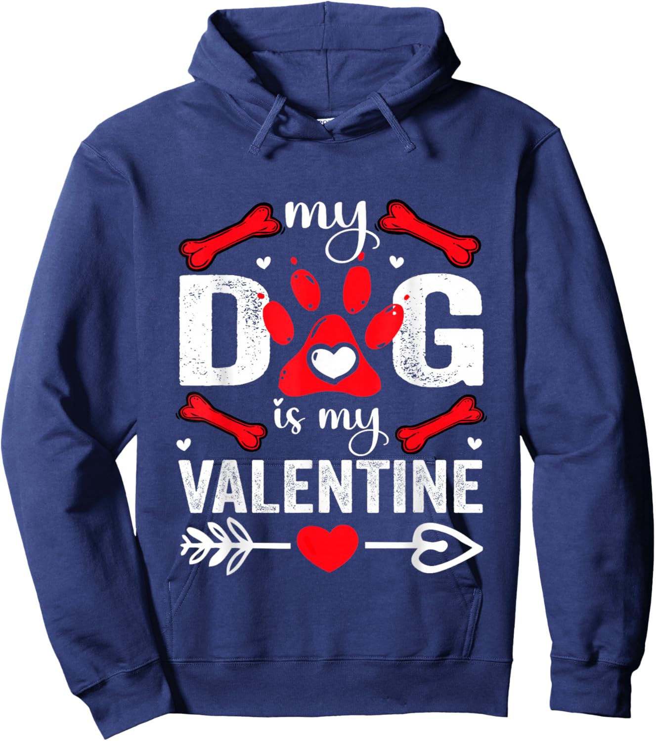 My Dog is My Valentine Cute Cat Heart Love Romantic Hearts Hoodie - Hoodie | Navy