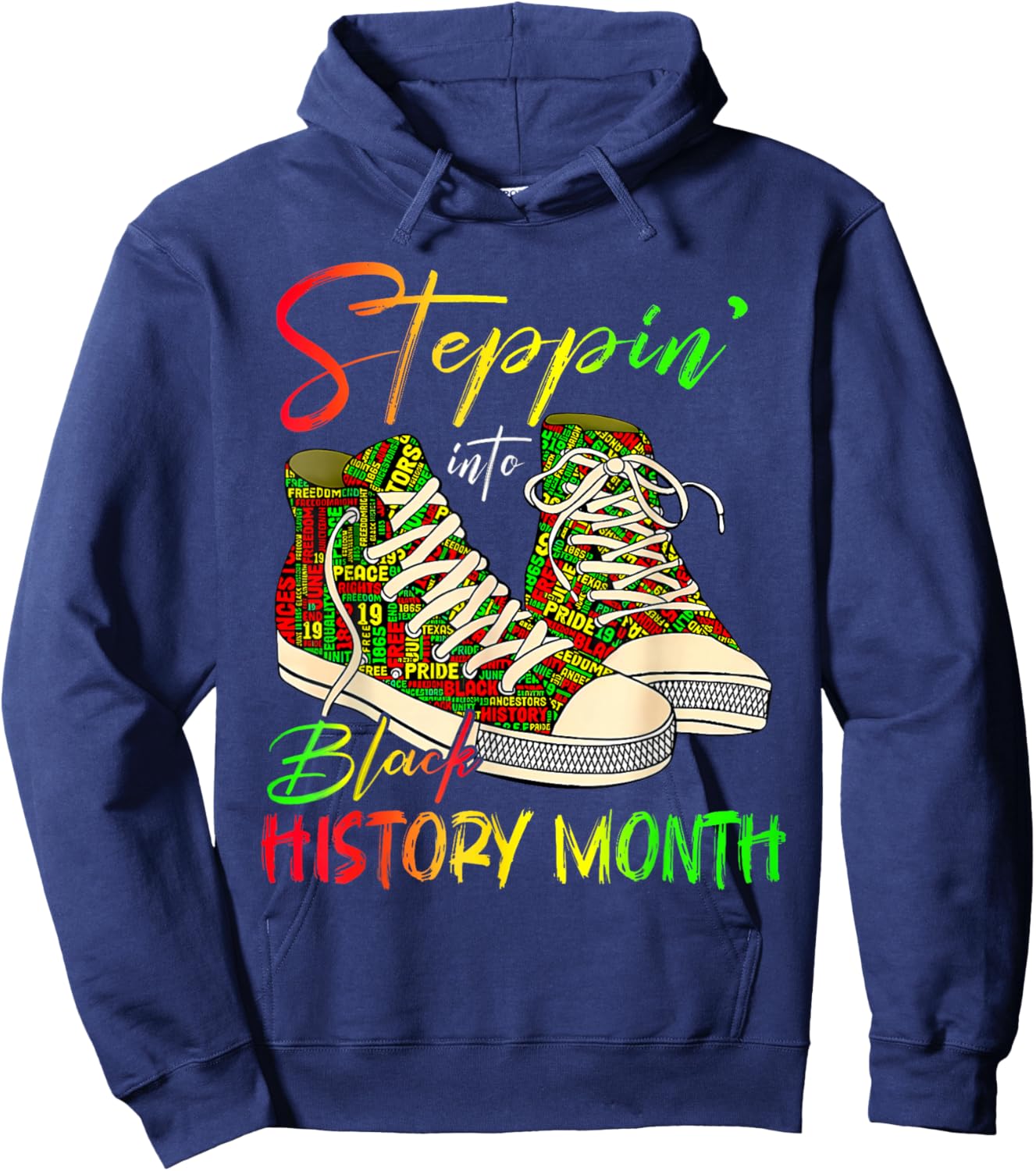Stepping Into Black History Month Black Girls Sneakers Men Hoodie - Hoodie | Navy