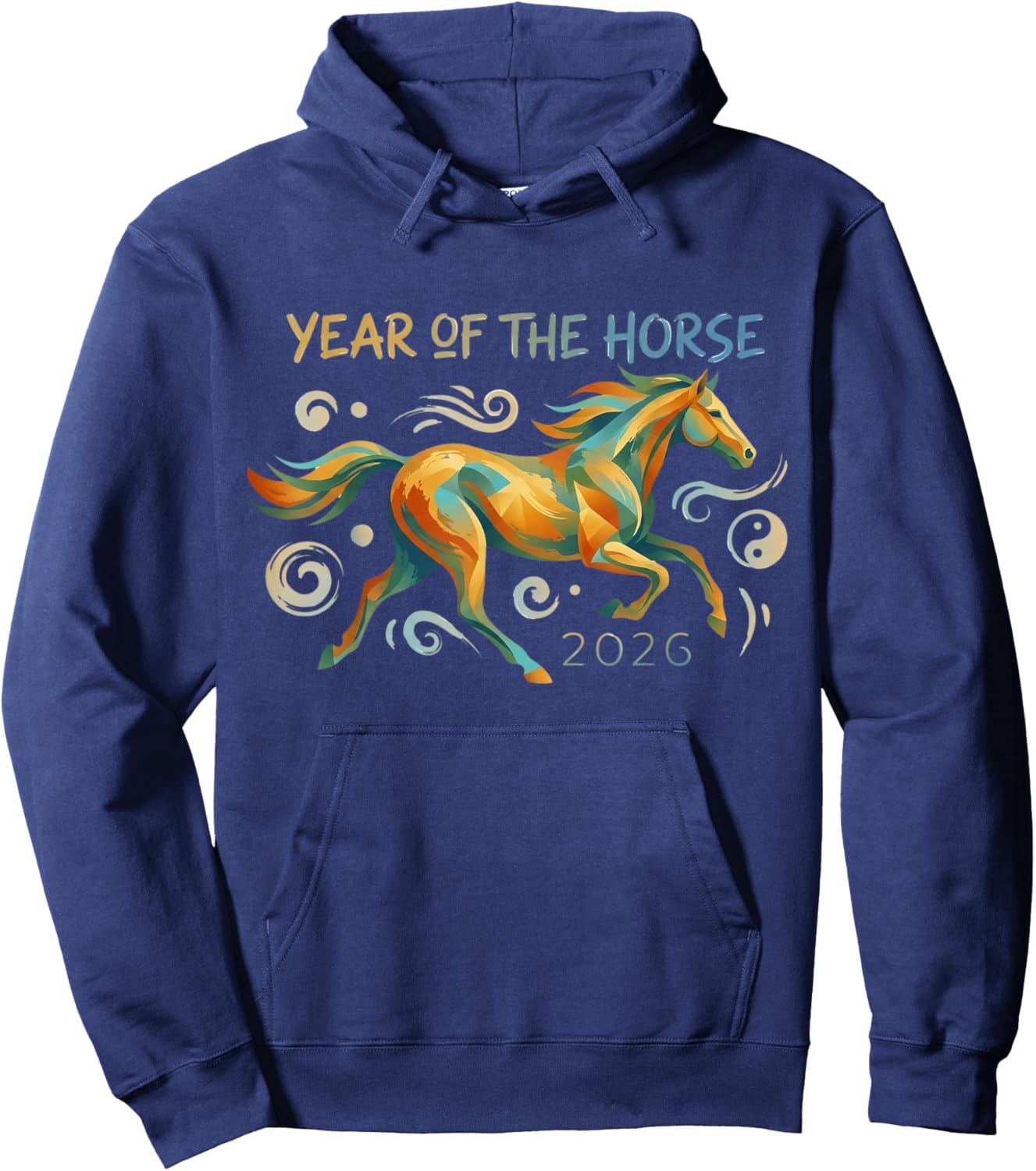 Year 2026 of the Horse Graphic Modern Illustration Hoodie - Hoodie | Navy