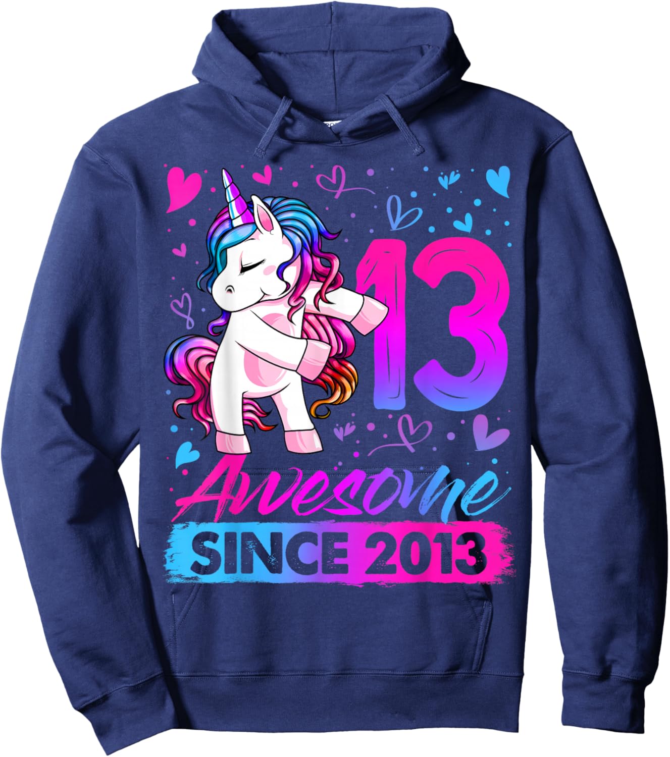 13th Birthday Shirt Girl 13 Year Old Gifts 13 Birthday Girl Hoodie - Hoodie | Navy