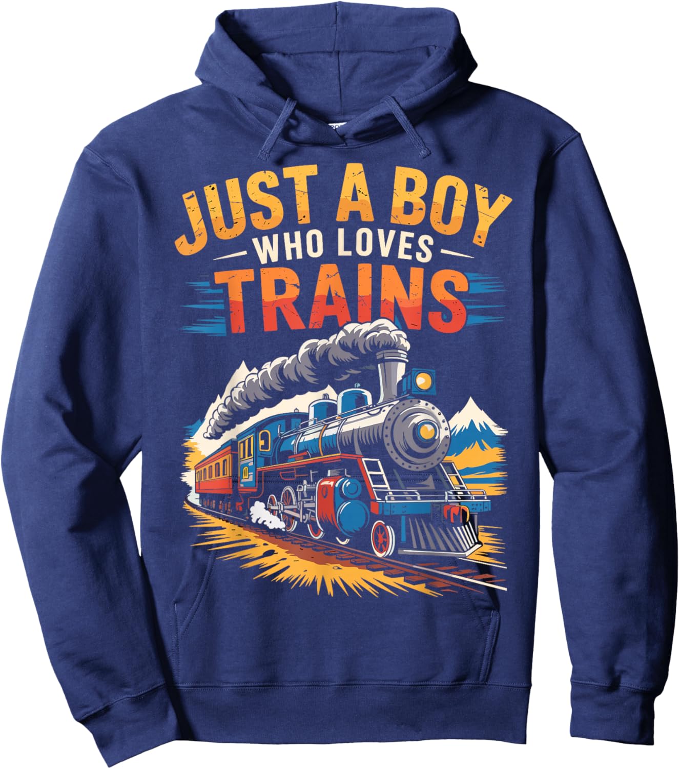 Just a Boy who Loves Trains Locomotive Hoodie - Hoodie | Navy