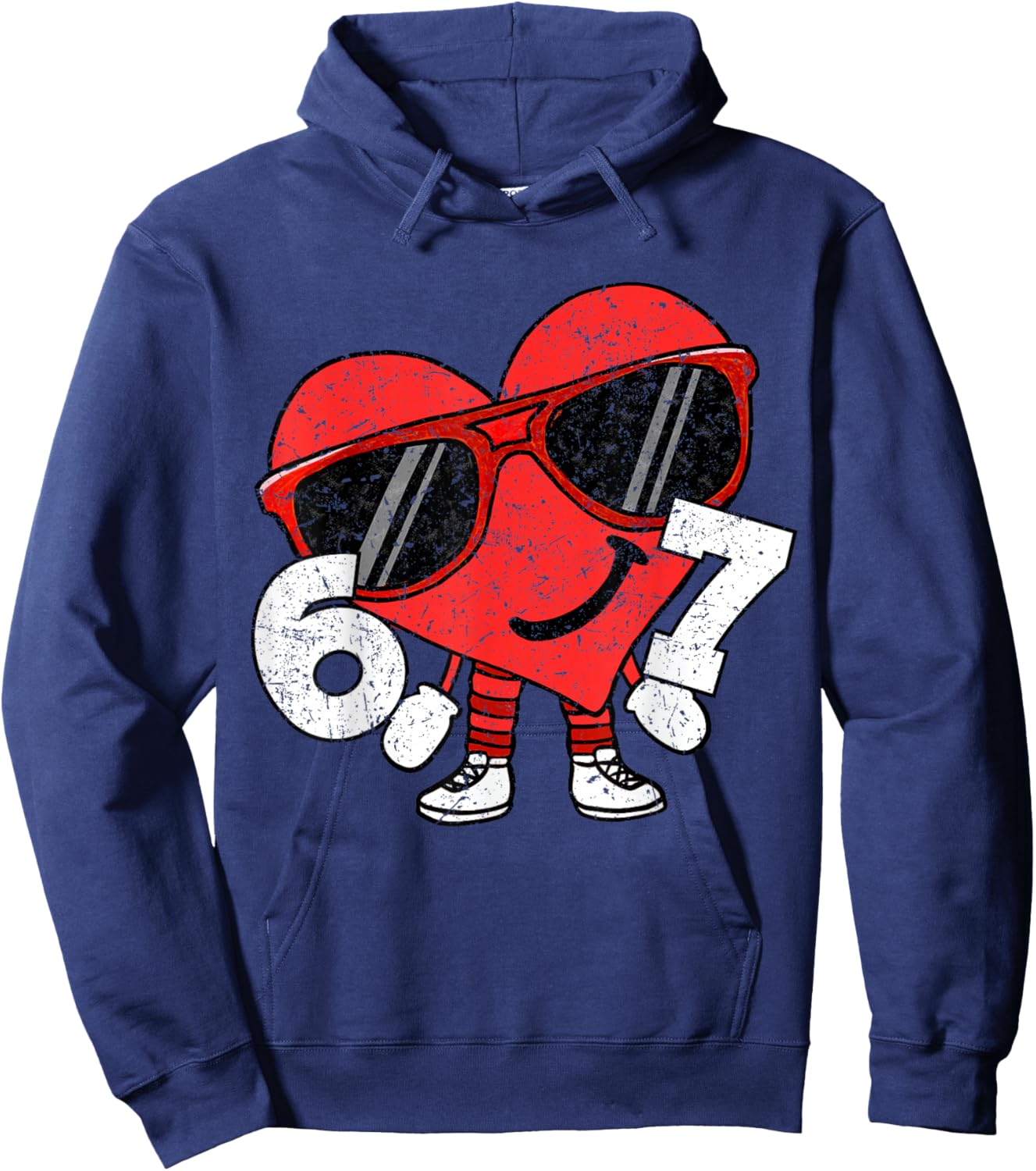 Funny Valentines Heart 67 Six Seven Boys Kids Teens Hoodie - Hoodie | Navy