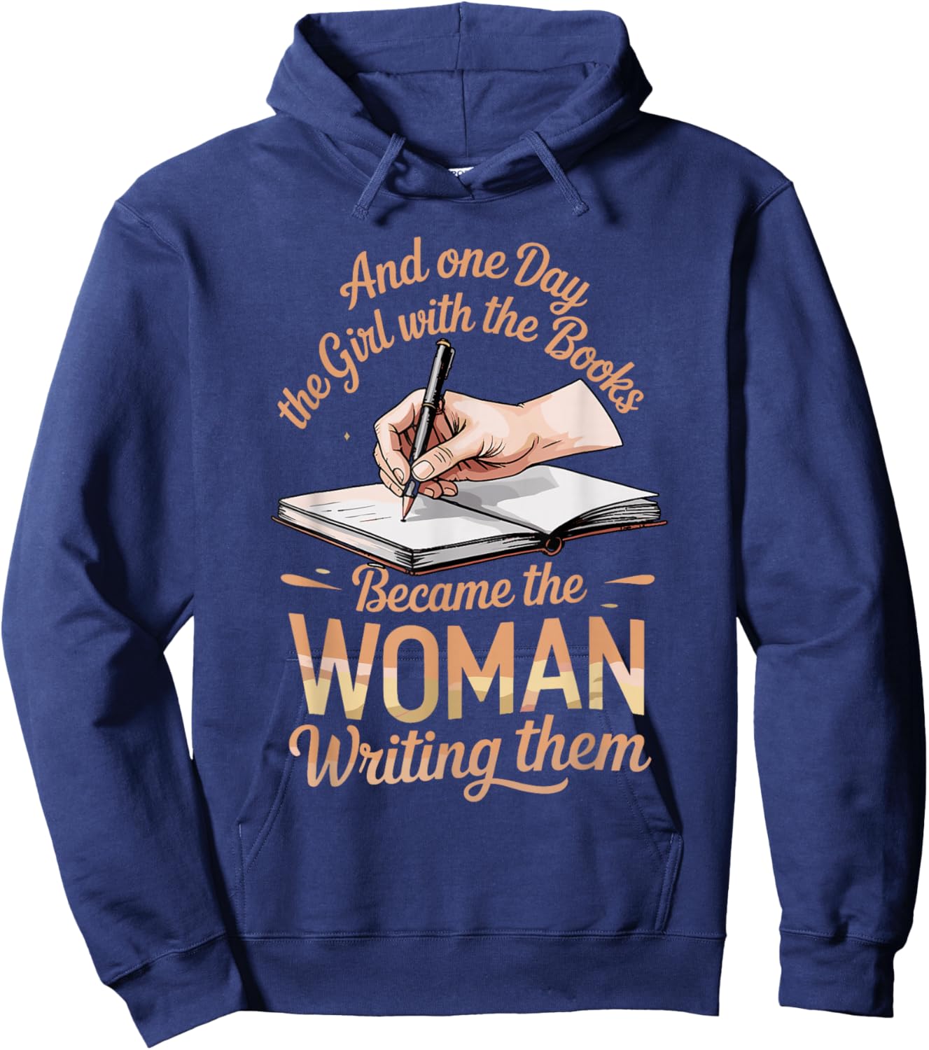 Girl with The Books Writing Poets Journalist Book Writer Hoodie - Hoodie | Navy