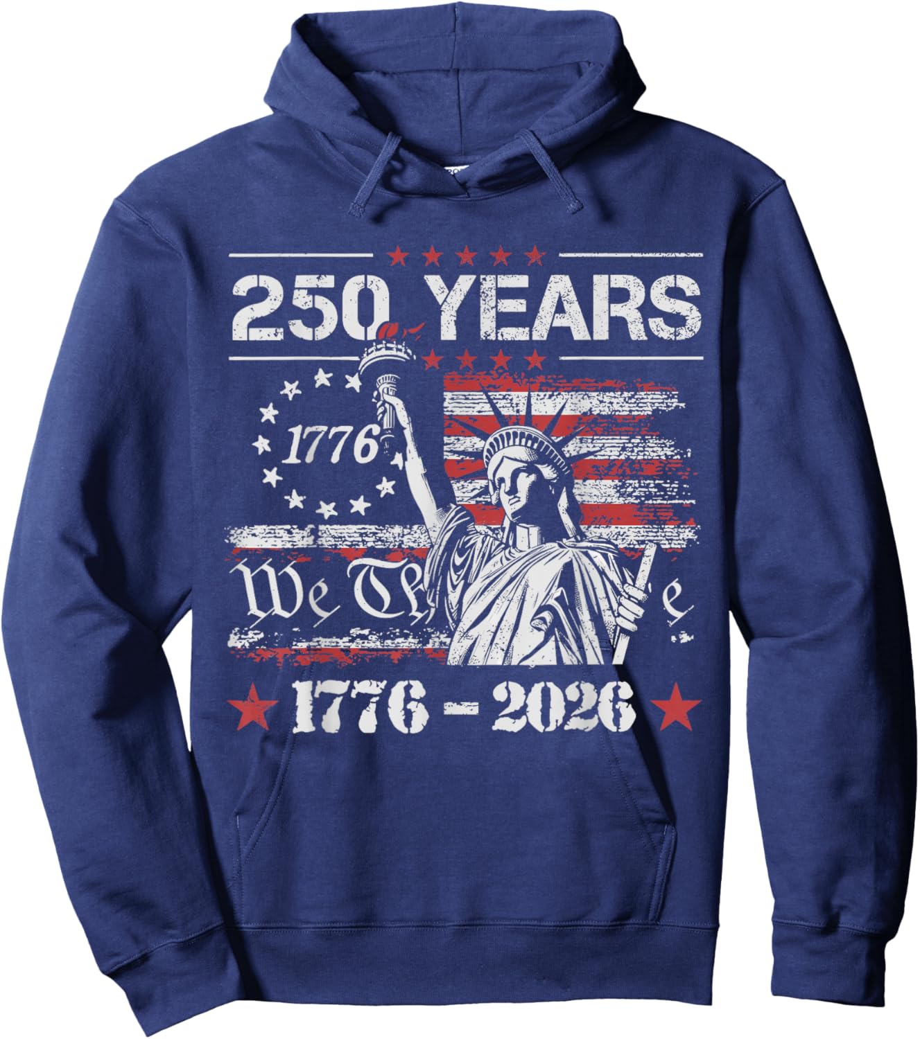 Vintage 250 Years American Flag 250th Birthday USA Hoodie - Hoodie | Navy
