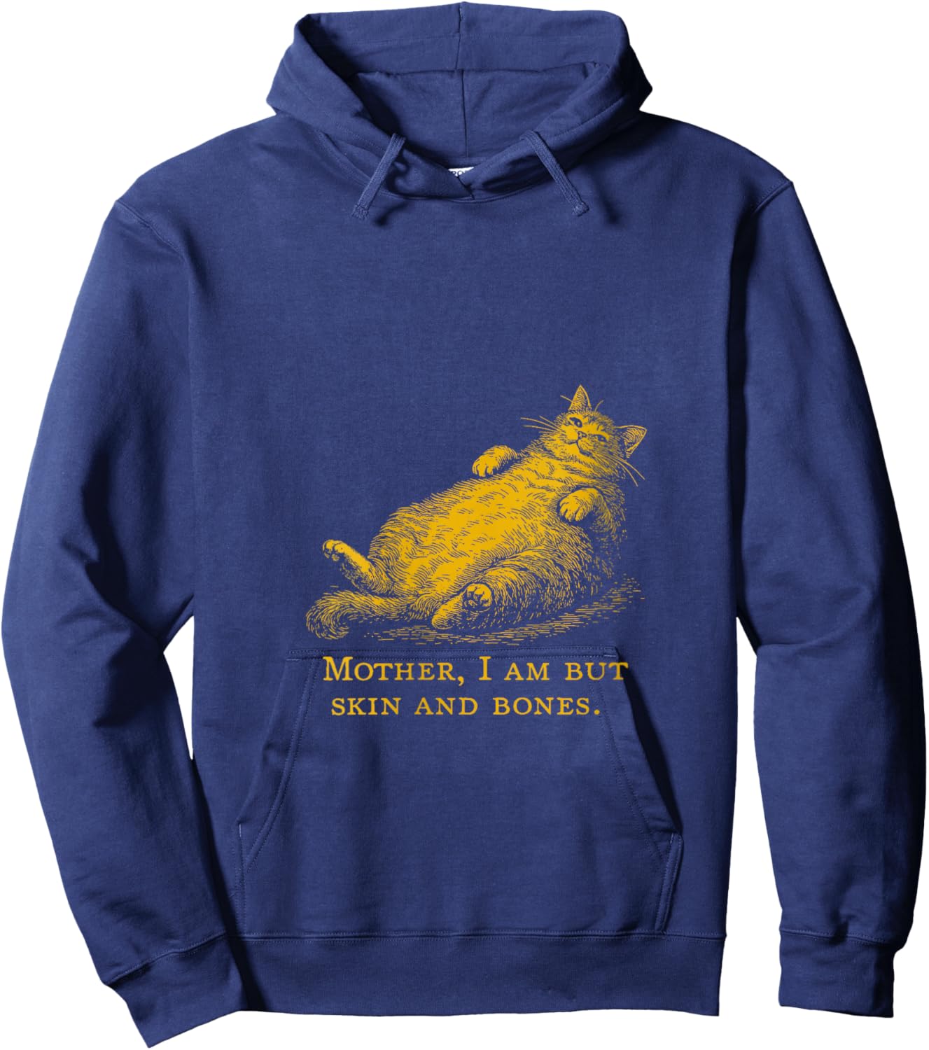 Cat Mother I Am But Skin and Bones Funny Vintage V-Neck Hoodie - Hoodie | Navy