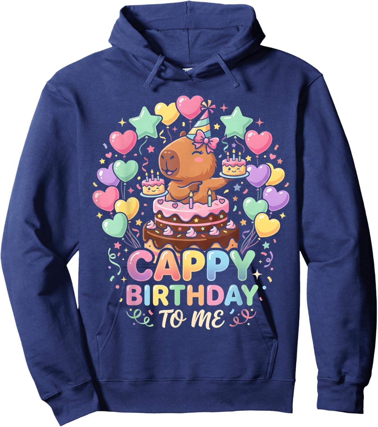 Cappy Birthday Capybara Birthday to Me Kids Girl Young Boy Hoodie - Hoodie | Navy