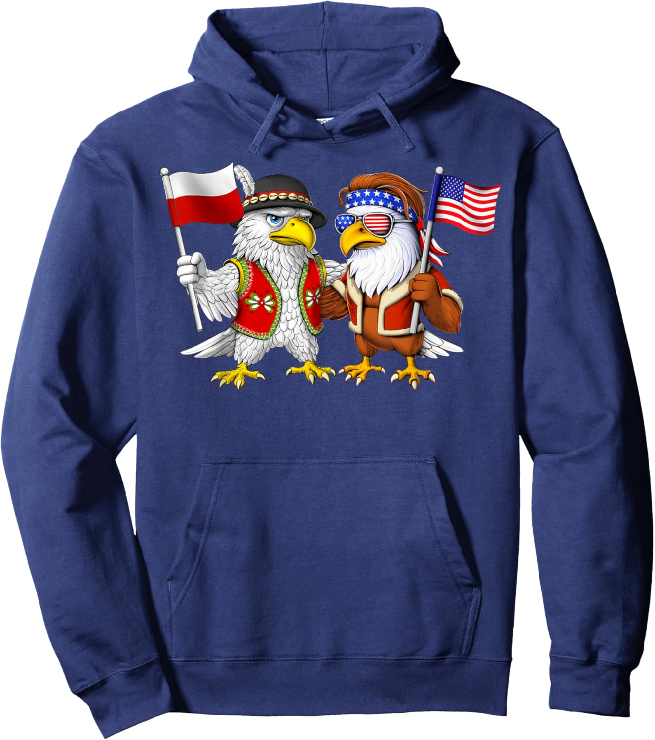 Poland USA Flag Polish American Roots Polish American Hoodie - Hoodie | Navy