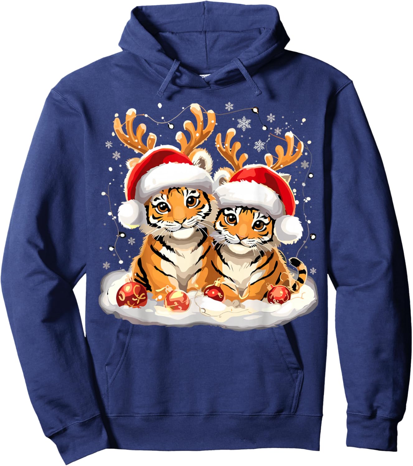 Tiger Reindeer Christmas Xmas Hoodie - Hoodie | Navy