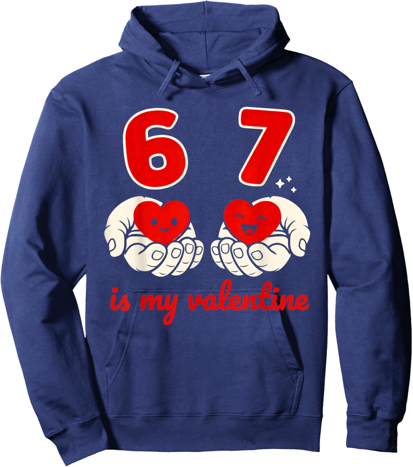 67 Valentine's Day for Boys Kids 6 7 Meme Six Seven Heart Hoodie - Hoodie | Navy