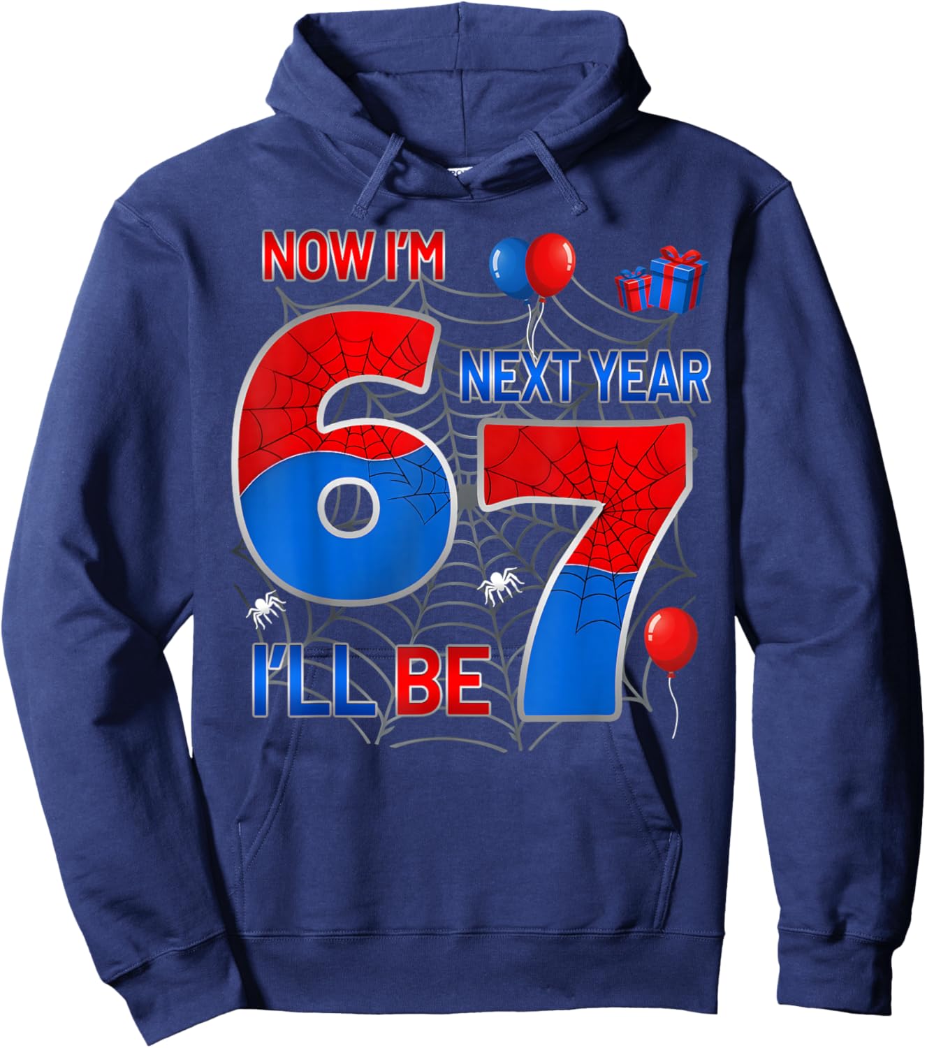 Now I'm 6 Next Year I'll Be 7 Funny 6th Birthday Spider Web Hoodie - Hoodie | Navy
