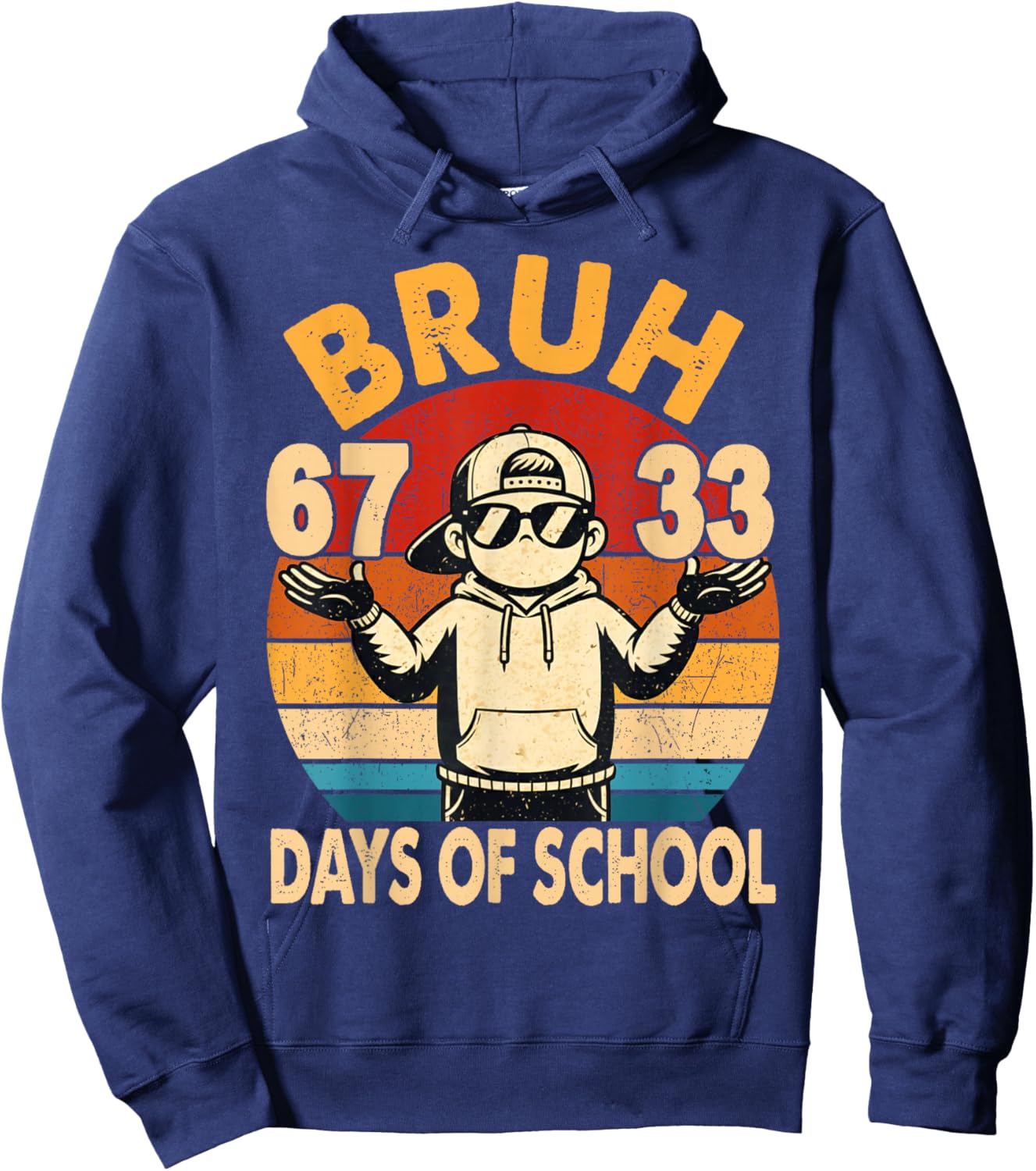 100th Bruh 67 33 Days of School Boys Kids 100 Days of School Hoodie - Hoodie | Navy